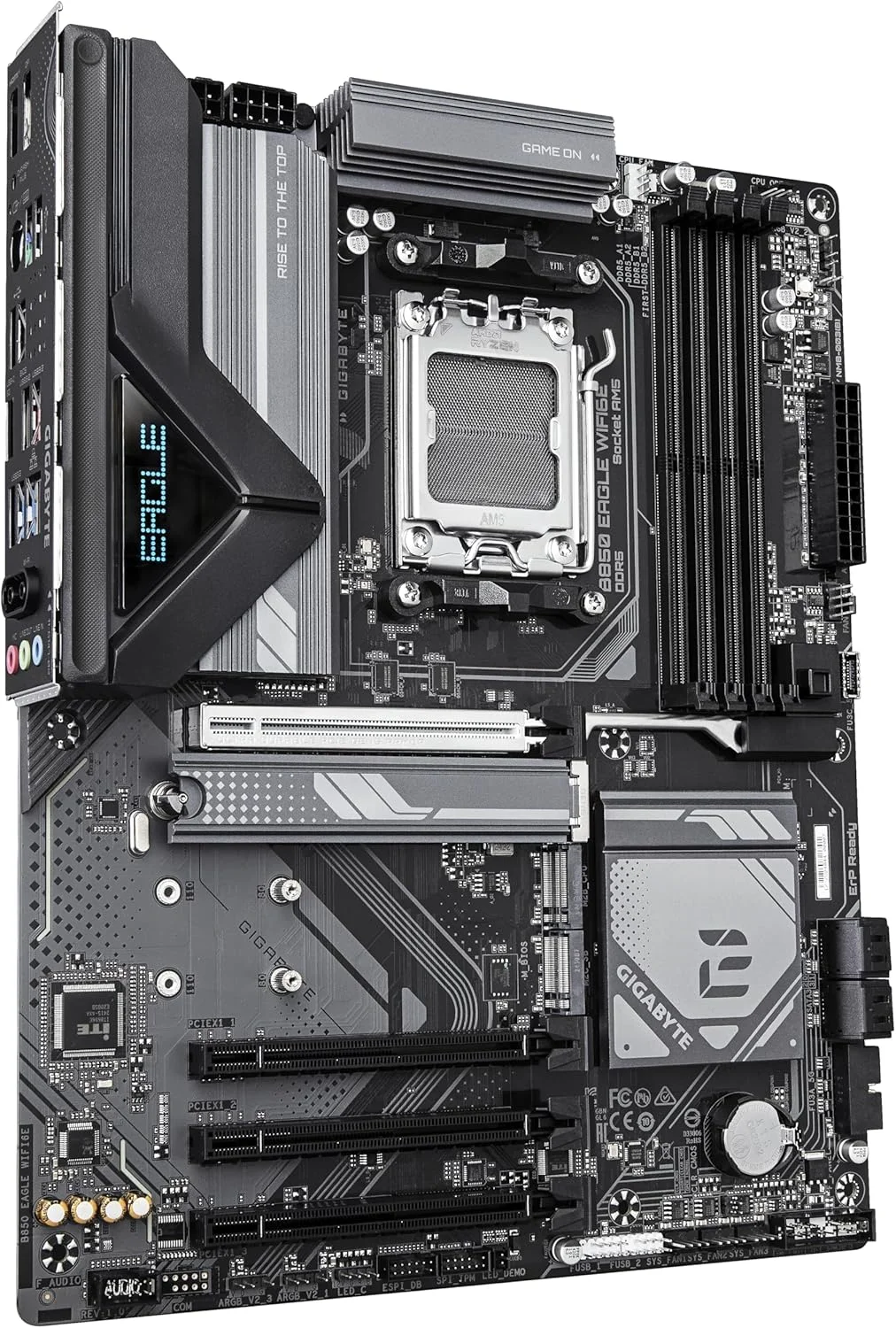 مادربرد GIGABYTE B850 Eagle WIFI6E - پردازنده های AMD Ryzen سری 9000، VRM دیجیتال 8+2+2 فاز، DDR5 تا 5200 مگاهرتز (OC)، 1xPCIe 5.0 + 2xPCIe 4.0 M.2، GbE LAN، WiFi 6E، USB 3.2 Gen 2