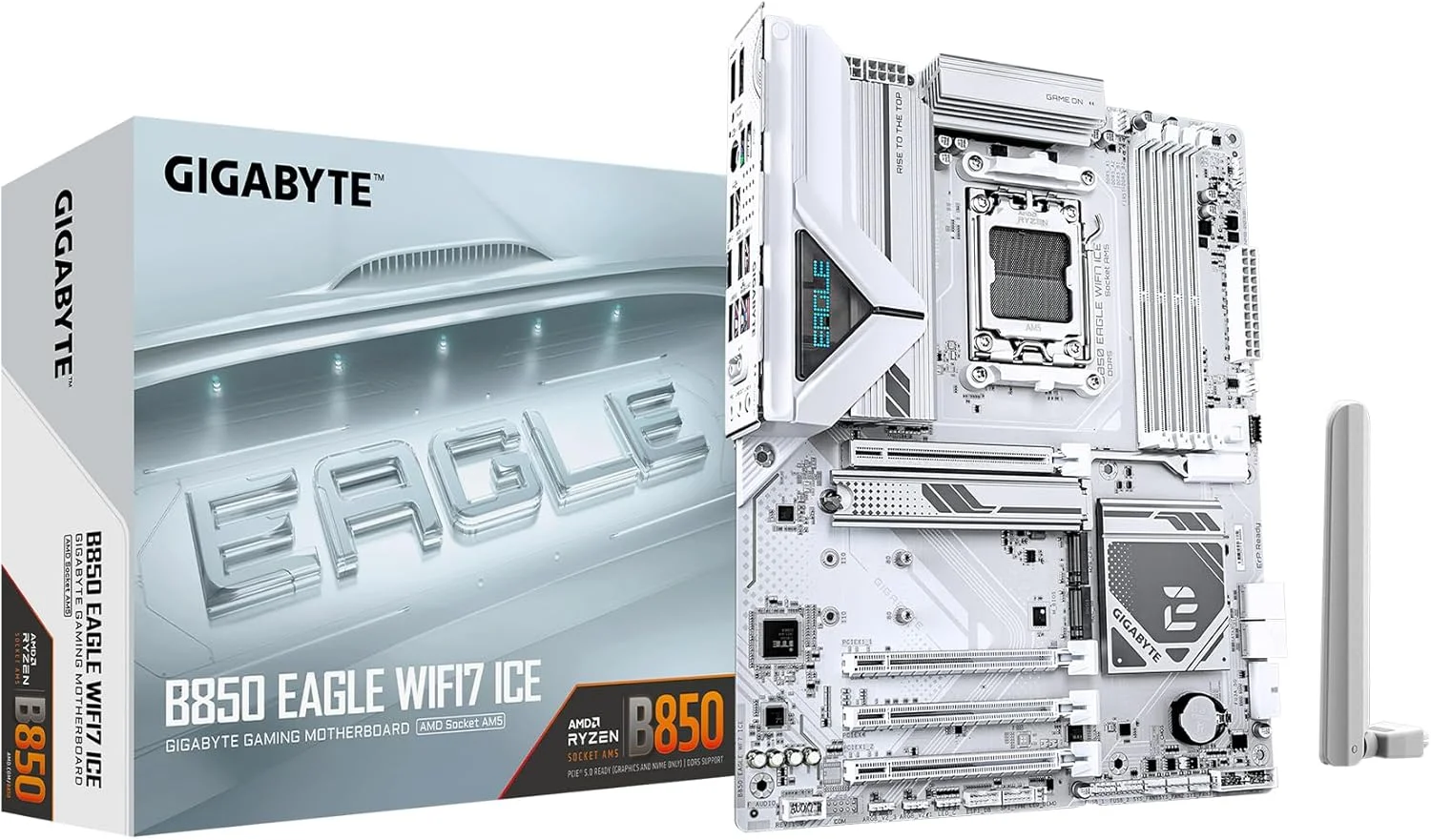 مادربرد GIGABYTE B850 Eagle WIFI7 ICE AMD AM5 LGA 1718، ATX، DDR5، 3X M.2، PCIe 5.0، USB-C، WIFI7، LAN 2.5GbE، EZ-Latch