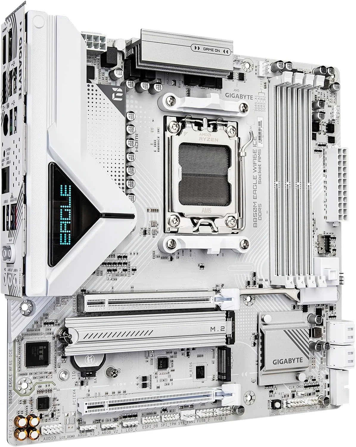 مادربرد GIGABYTE B850 Eagle WIFI7 ICE AMD AM5 LGA 1718، ATX، DDR5، 3X M.2، PCIe 5.0، USB-C، WIFI7، LAN 2.5GbE، EZ-Latch مادربرد GIGABYTE B850 Eagle WIFI7 ICE AMD AM5 LGA 1718، ATX، DDR5، 3X M.2، PCIe 5.0، USB-C، WIFI7، LAN 2.5GbE، EZ-Latch