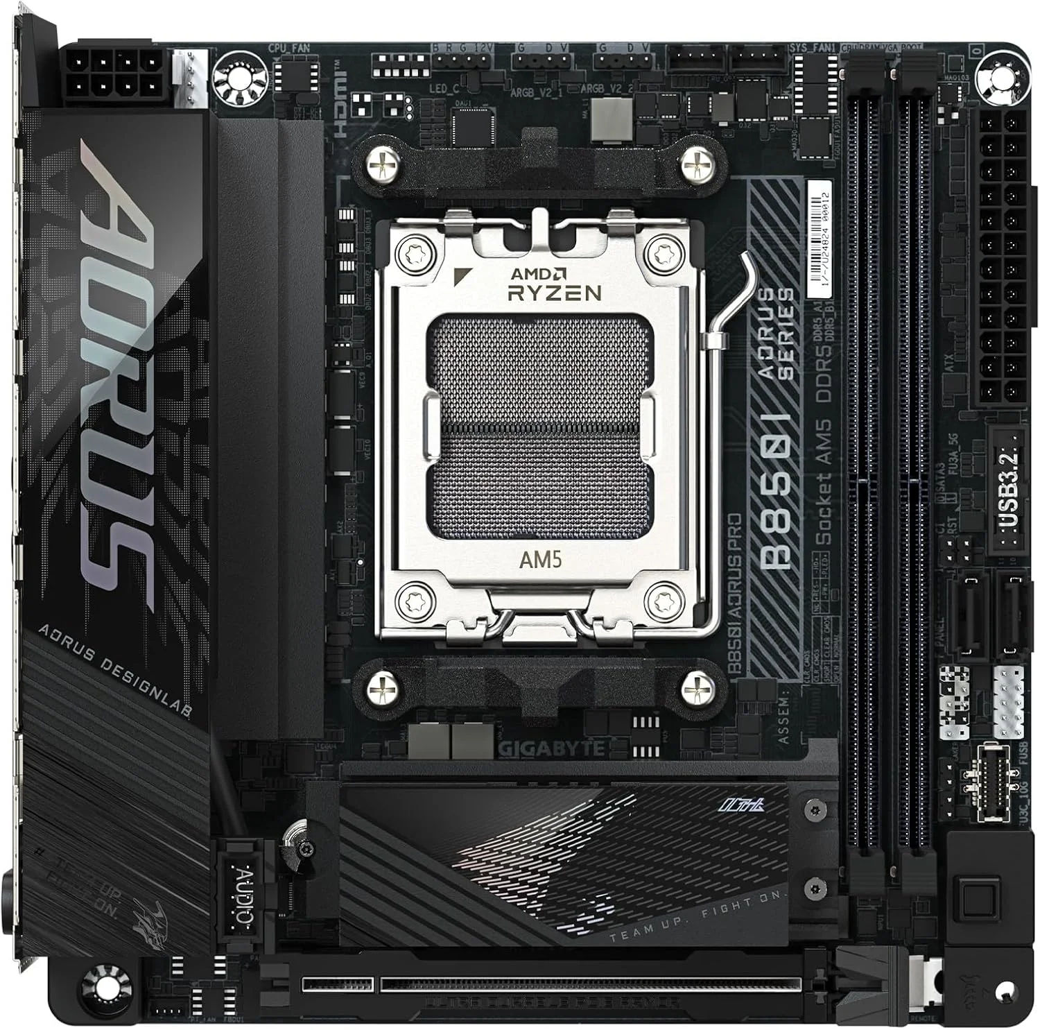 مادربرد GIGABYTE B850I AORUS PRO AMD AM5 LGA 1718، Mini-ITX، DDR5، 2X M.2، PCIe 5.0، USB-C، WIFI7، LAN 2.5GbE، EZ-Latch، 5 سال گارانتی مادربرد GIGABYTE B850I AORUS PRO AMD AM5 LGA 1718، Mini-ITX، DDR5، 2X M.2، PCIe 5.0، USB-C، WIFI7، LAN 2.5GbE، EZ-Latch، 5 سال گارانتی