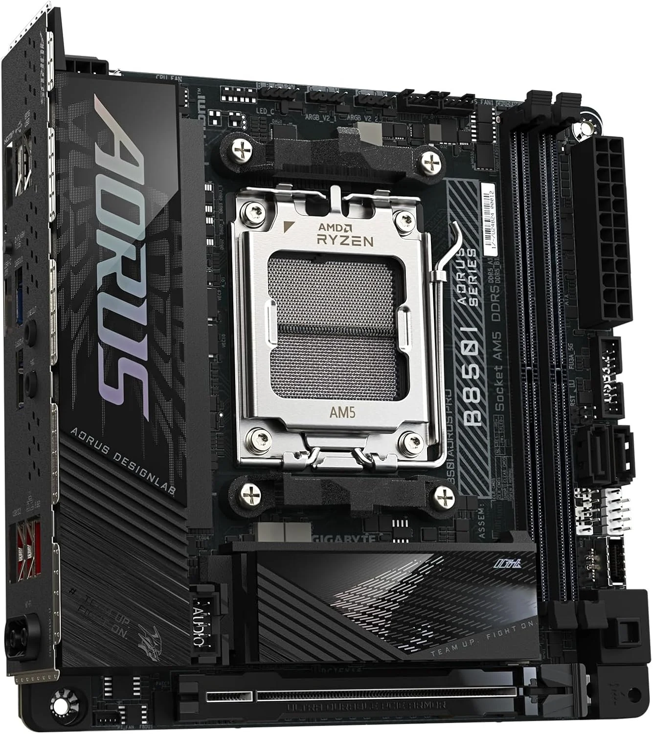 مادربرد GIGABYTE B850I AORUS PRO AMD AM5 LGA 1718، Mini-ITX، DDR5، 2X M.2، PCIe 5.0، USB-C، WIFI7، LAN 2.5GbE، EZ-Latch، 5 سال گارانتی مادربرد GIGABYTE B850I AORUS PRO AMD AM5 LGA 1718، Mini-ITX، DDR5، 2X M.2، PCIe 5.0، USB-C، WIFI7، LAN 2.5GbE، EZ-Latch، 5 سال گارانتی