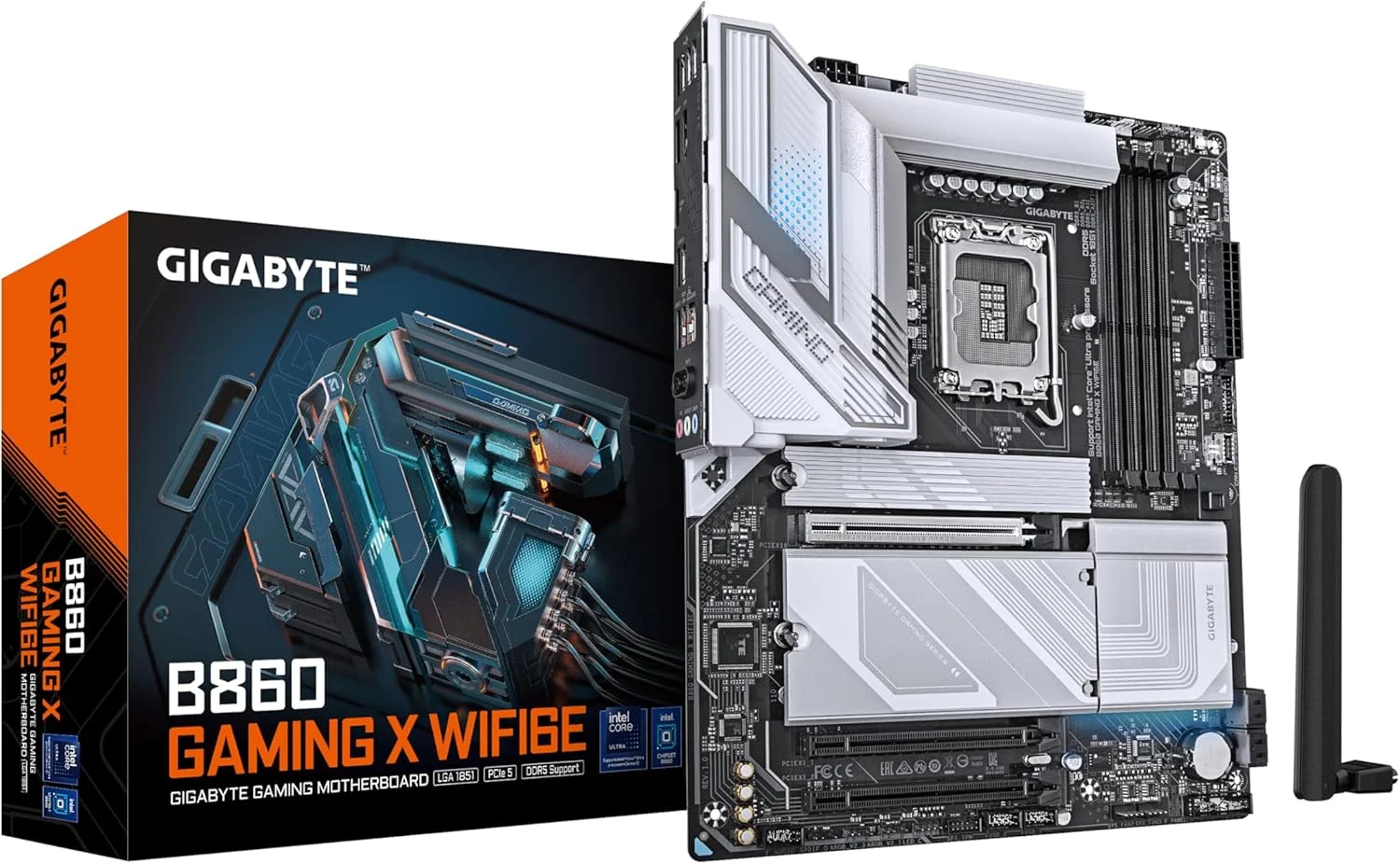 مادربرد GIGABYTE B860 GAMING X WIFI6E - پردازنده های سری Intel Core Ultra، VRM با 12+1+2+1 فاز، DDR5 تا 9066 مگاهرتز، 1xPCIe 5.0 + 2xPCIe 4.0 M.2، LAN 2.5GbE، WIFI 6E، USB4