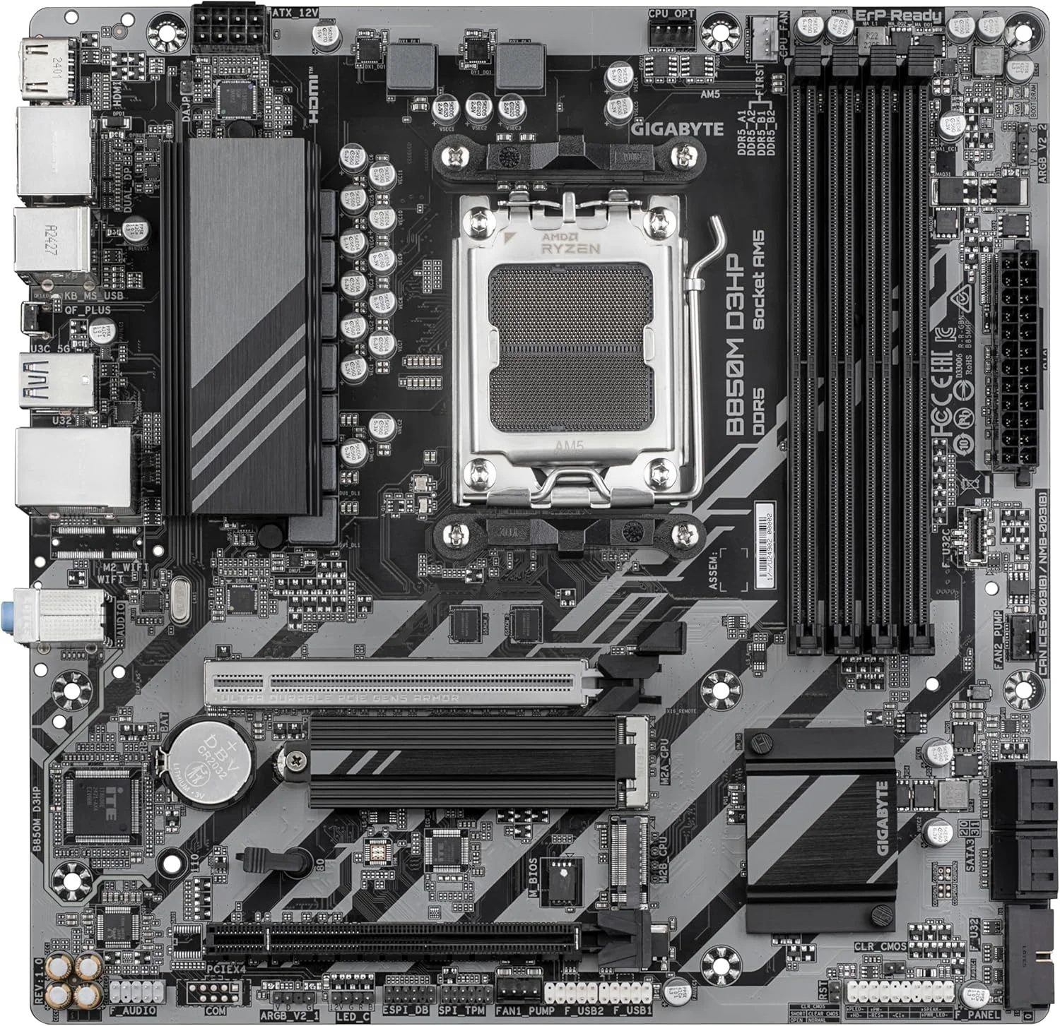 مادربرد GIGABYTE B850M D3HP - پردازنده های سری AMD Ryzen 9000، VRM دیجیتال 5+2+2 فاز، DDR5 تا 8200 مگاهرتز (OC)، 1xPCIe 5.0 + 1xPCIe 4.0 M.2، GbE LAN، USB 3.2 Gen 2 مادربرد GIGABYTE B850M D3HP - پردازنده های سری AMD Ryzen 9000، VRM دیجیتال 5+2+2 فاز، DDR5 تا 8200 مگاهرتز (OC)، 1xPCIe 5.0 + 1xPCIe 4.0 M.2، GbE LAN، USB 3.2 Gen 2