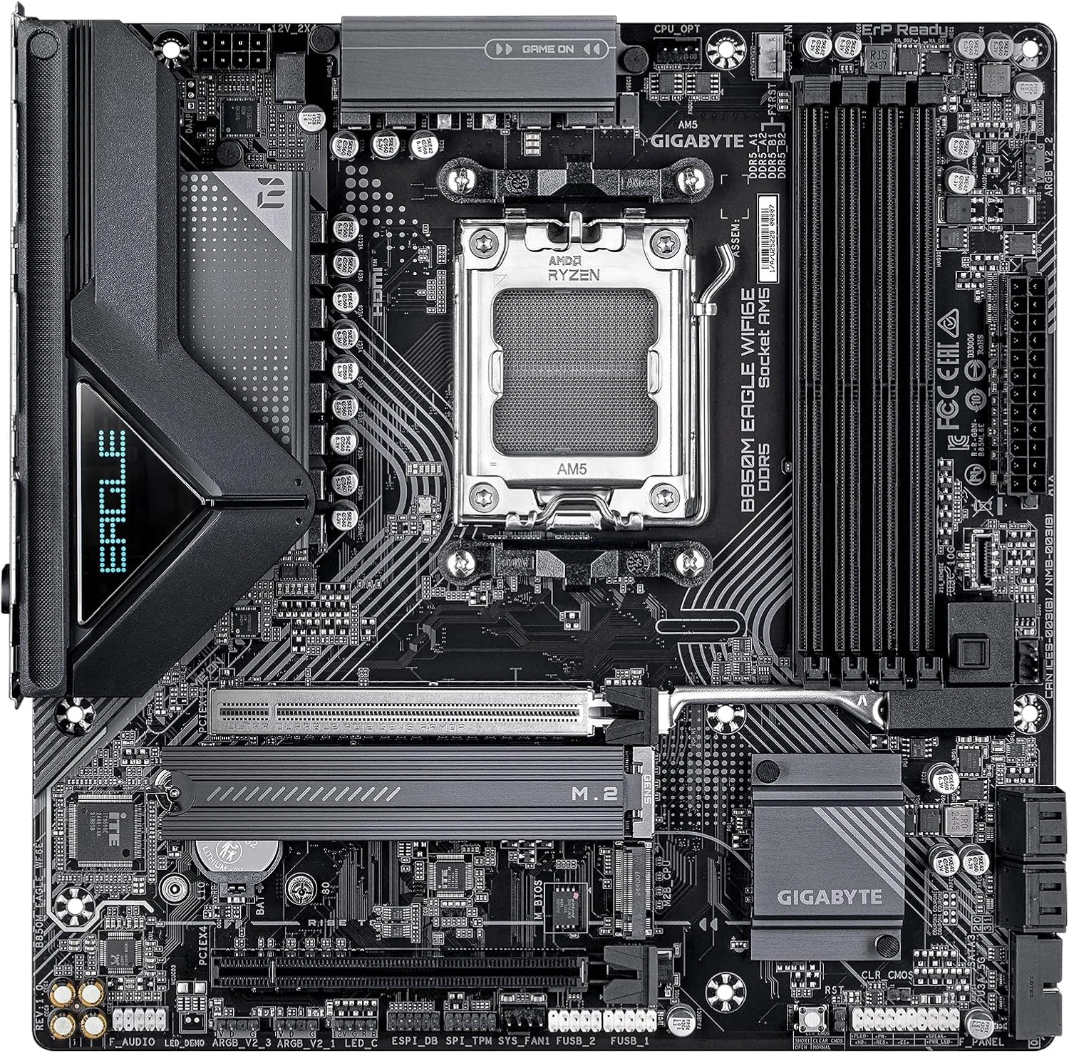 مادربرد GIGABYTE B850M Eagle WIFI6E AMD AM5، M-ATX، DDR5، 2X M.2، PCIe 5.0، USB-C، USB 3.2 Gen 2، WIFI6E، LAN 2.5GbE، EZ-Latch، Wi-Fi EZ-Plug مادربرد GIGABYTE B850M Eagle WIFI6E AMD AM5، M-ATX، DDR5، 2X M.2، PCIe 5.0، USB-C، USB 3.2 Gen 2، WIFI6E، LAN 2.5GbE، EZ-Latch، Wi-Fi EZ-Plug