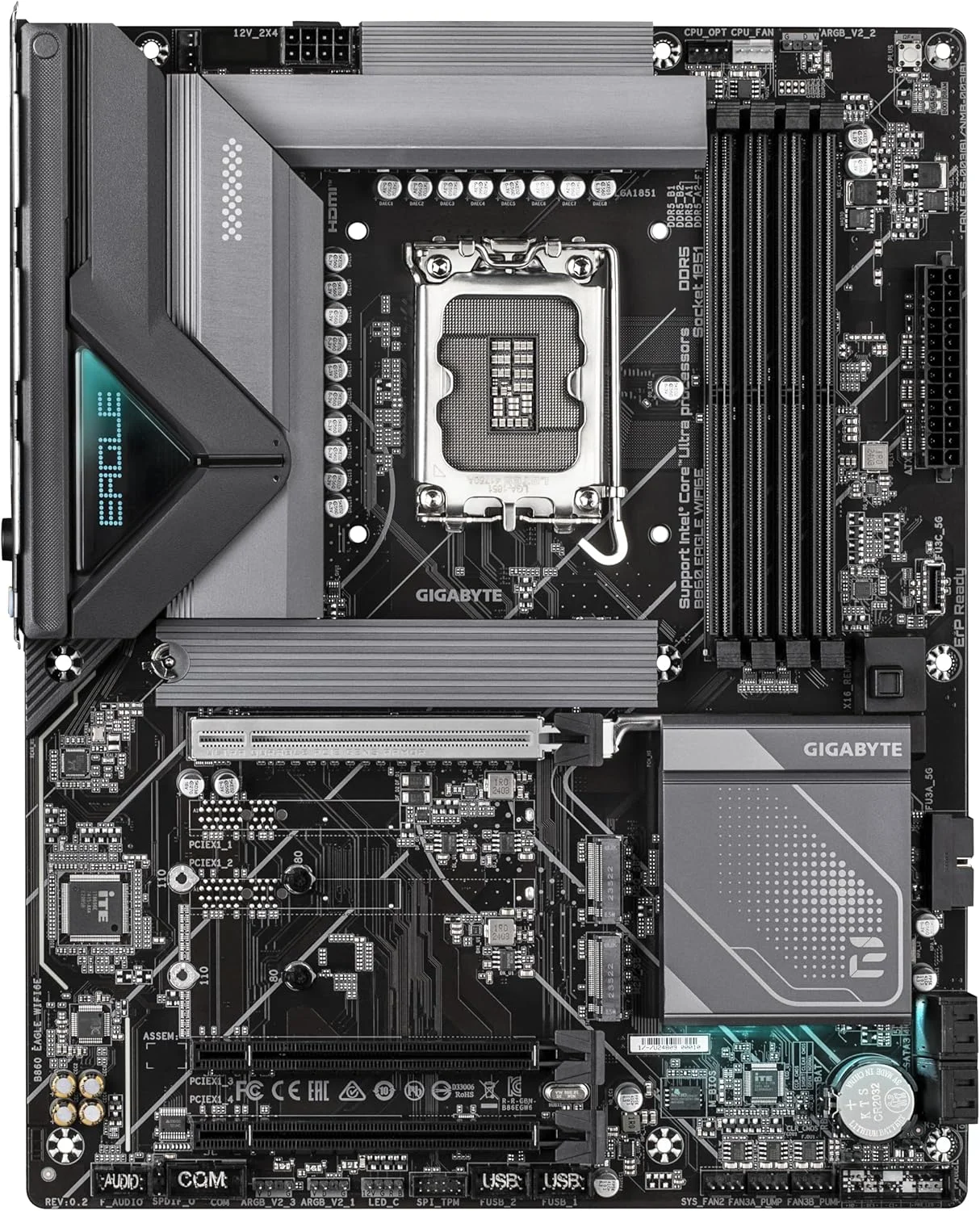 مادربرد GIGABYTE B860 Eagle WIFI6E - پردازنده های Intel Core Ultra، VRM با فاز 12+1+2+1، DDR5 تا 9066 مگاهرتز، 1xPCIe 5.0 + 2xPCIe 4.0 M.2، LAN 2.5GbE، WiFi 6E، USB 3.2 Gen 2x2 مادربرد GIGABYTE B860 Eagle WIFI6E - پردازنده های Intel Core Ultra، VRM با فاز 12+1+2+1، DDR5 تا 9066 مگاهرتز، 1xPCIe 5.0 + 2xPCIe 4.0 M.2، LAN 2.5GbE، WiFi 6E، USB 3.2 Gen 2x2