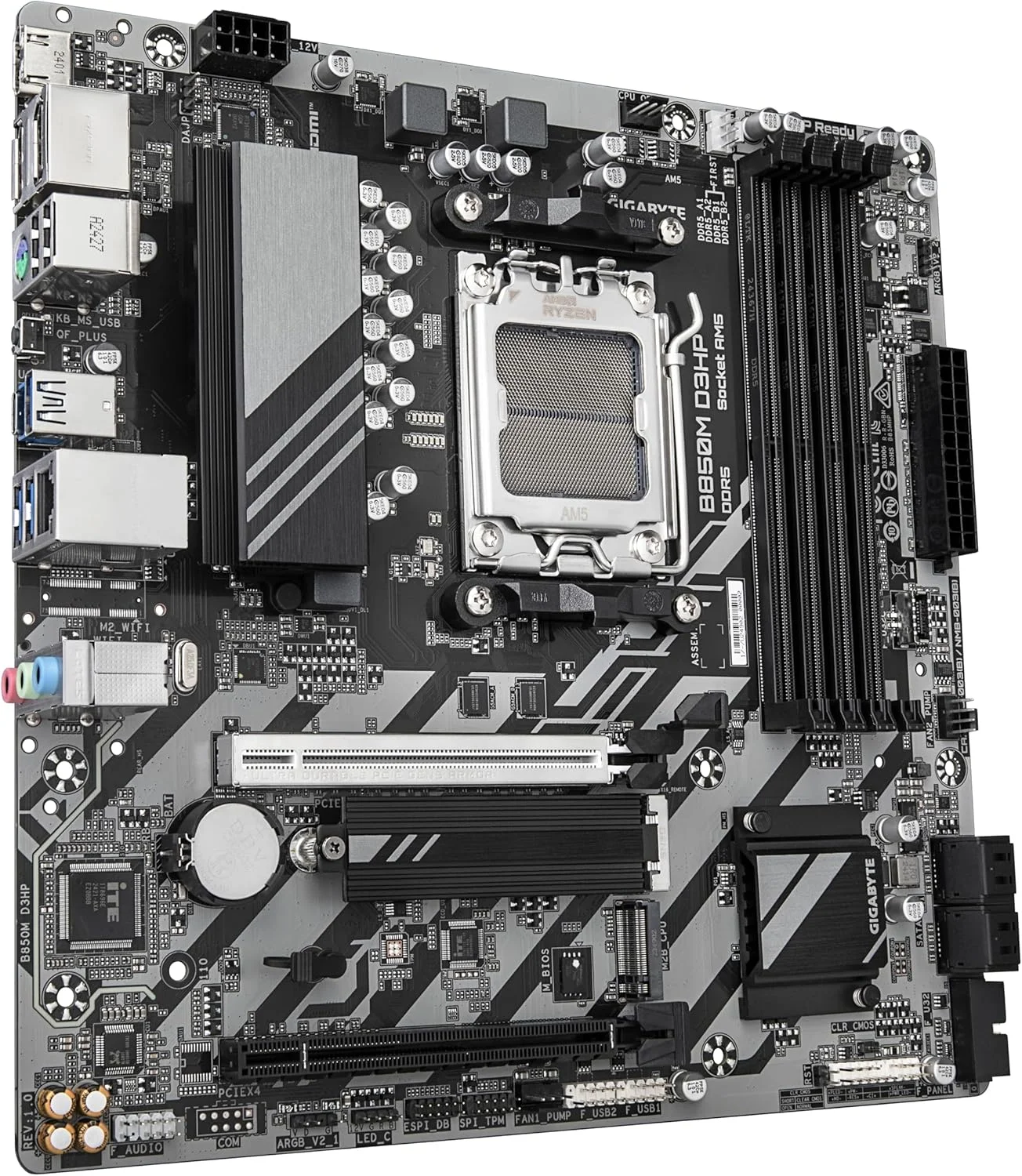 مادربرد GIGABYTE B850M D3HP - پردازنده های سری AMD Ryzen 9000، VRM دیجیتال 5+2+2 فاز، DDR5 تا 8200 مگاهرتز (OC)، 1xPCIe 5.0 + 1xPCIe 4.0 M.2، GbE LAN، USB 3.2 Gen 2 مادربرد GIGABYTE B850M D3HP - پردازنده های سری AMD Ryzen 9000، VRM دیجیتال 5+2+2 فاز، DDR5 تا 8200 مگاهرتز (OC)، 1xPCIe 5.0 + 1xPCIe 4.0 M.2، GbE LAN، USB 3.2 Gen 2