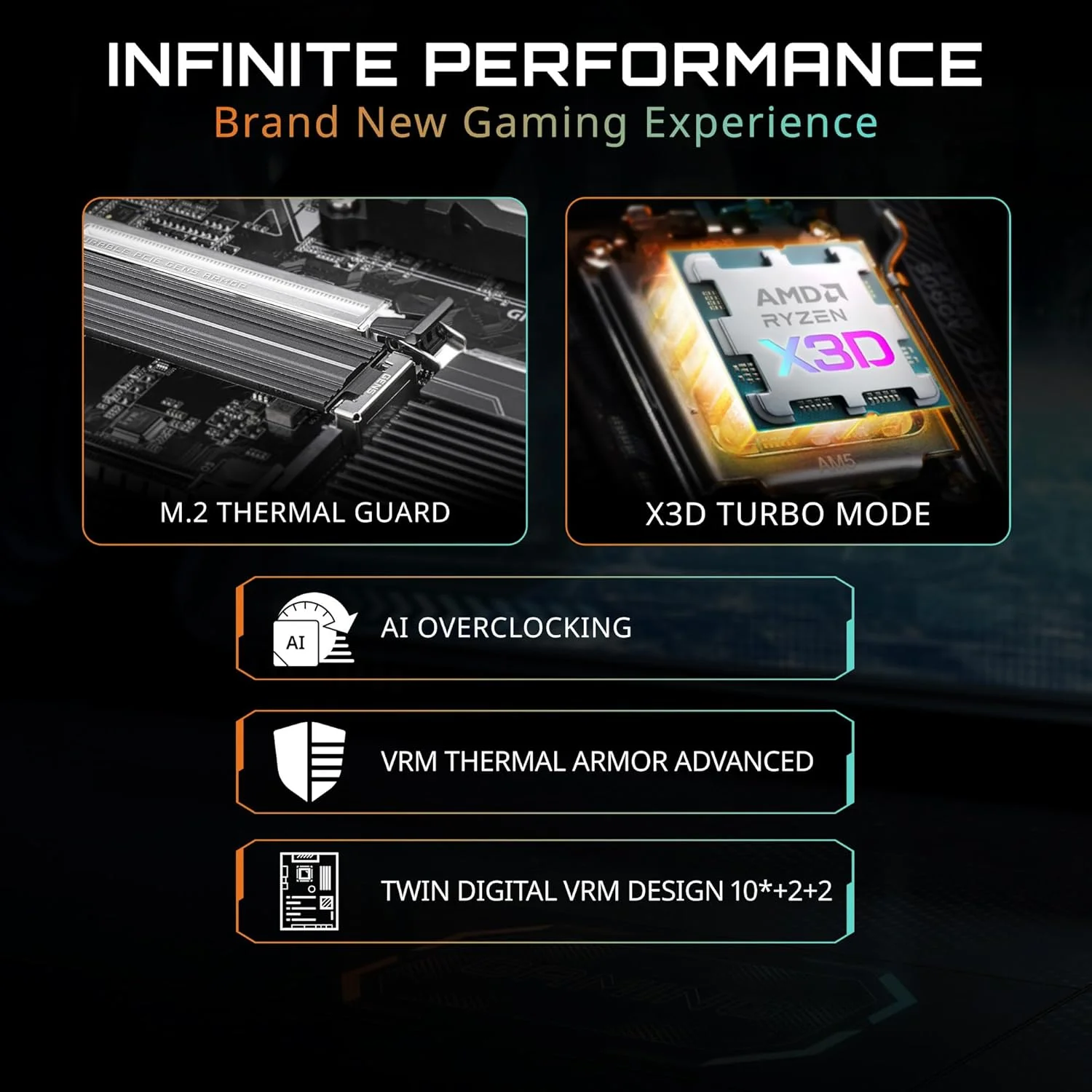 مادربرد GIGABYTE B850M Gaming X WIFI6E AMD AM5 LGA 1718، فرم فاکتور mATX، DDR5، 2X M.2، PCIe 5.0، USB-C، WIFI6E، LAN 2.5GbE، EZ-Latch، 5 سال گارانتی مادربرد GIGABYTE B850M Gaming X WIFI6E AMD AM5 LGA 1718، فرم فاکتور mATX، DDR5، 2X M.2، PCIe 5.0، USB-C، WIFI6E، LAN 2.5GbE، EZ-Latch، 5 سال گارانتی