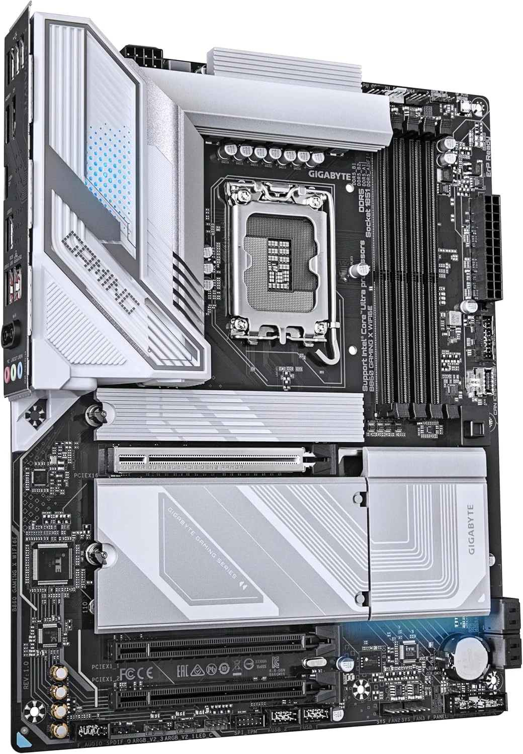 مادربرد GIGABYTE B860 GAMING X WIFI6E - پردازنده های سری Intel Core Ultra، VRM با 12+1+2+1 فاز، DDR5 تا 9066 مگاهرتز، 1xPCIe 5.0 + 2xPCIe 4.0 M.2، LAN 2.5GbE، WIFI 6E، USB4