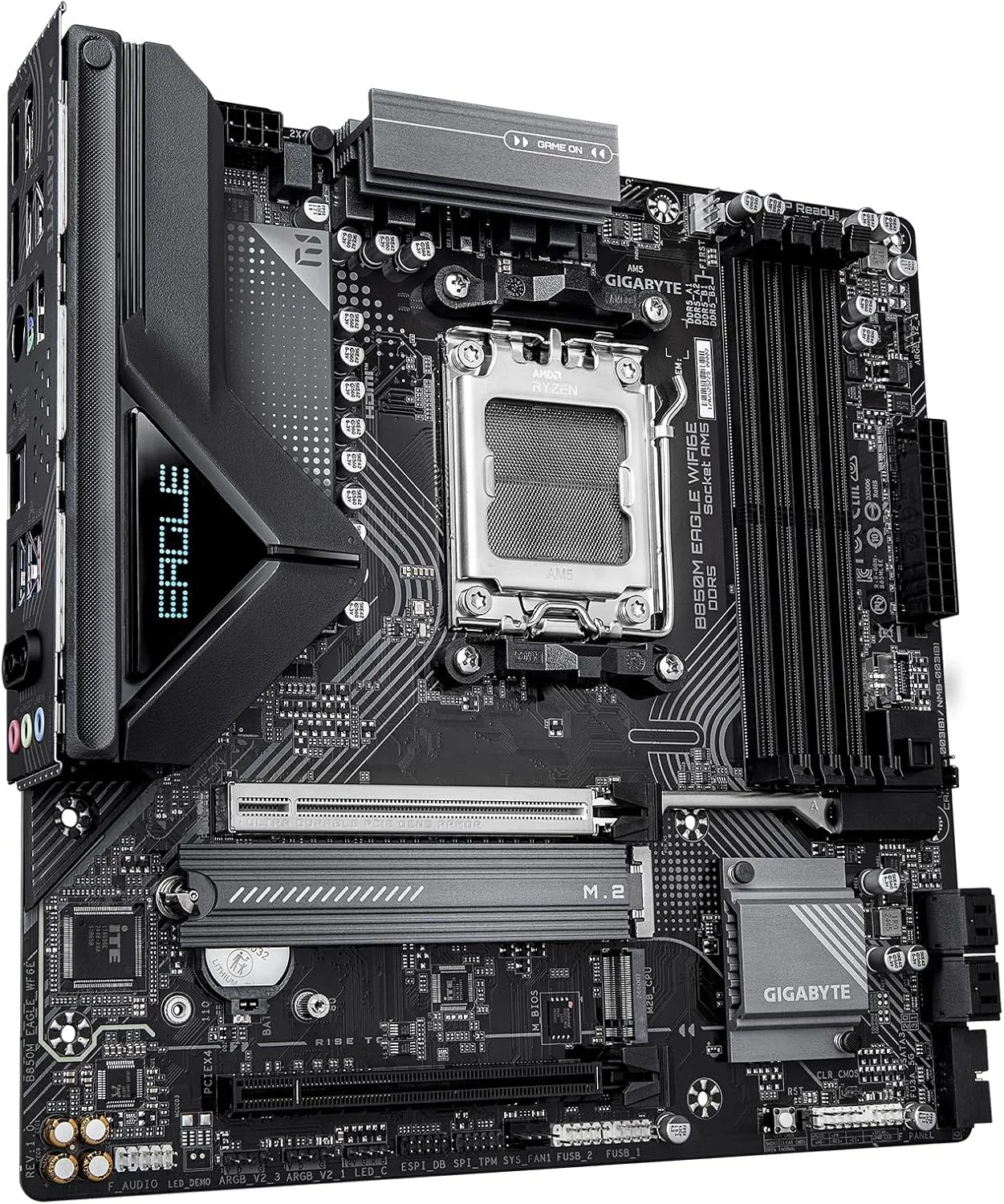 مادربرد GIGABYTE B850M Eagle WIFI6E AMD AM5، M-ATX، DDR5، 2X M.2، PCIe 5.0، USB-C، USB 3.2 Gen 2، WIFI6E، LAN 2.5GbE، EZ-Latch، Wi-Fi EZ-Plug مادربرد GIGABYTE B850M Eagle WIFI6E AMD AM5، M-ATX، DDR5، 2X M.2، PCIe 5.0، USB-C، USB 3.2 Gen 2، WIFI6E، LAN 2.5GbE، EZ-Latch، Wi-Fi EZ-Plug