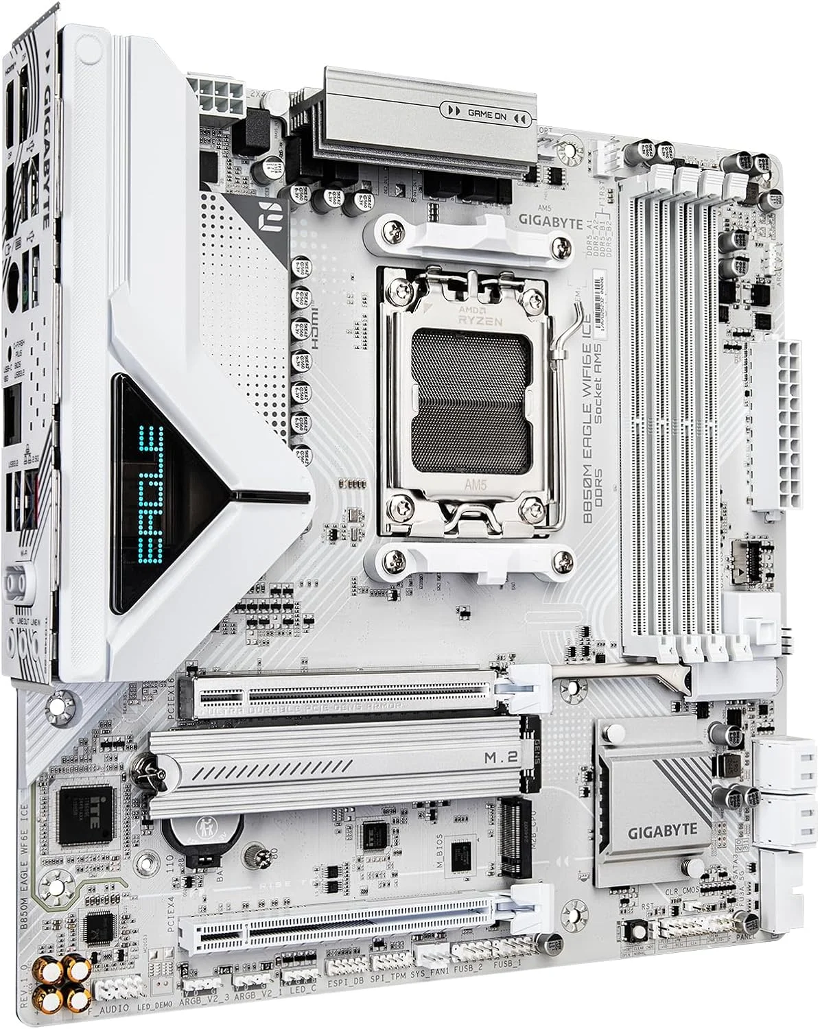 مادربرد GIGABYTE B850M Eagle WIFI6E ICE AMD AM5، M-ATX، DDR5، 2X M.2، PCIe 5.0، USB-C، USB 3.2 Gen 2، WIFI6E، LAN 2.5GbE، EZ-Latch، Wi-Fi EZ-Plug مادربرد GIGABYTE B850M Eagle WIFI6E ICE AMD AM5، M-ATX، DDR5، 2X M.2، PCIe 5.0، USB-C، USB 3.2 Gen 2، WIFI6E، LAN 2.5GbE، EZ-Latch، Wi-Fi EZ-Plug