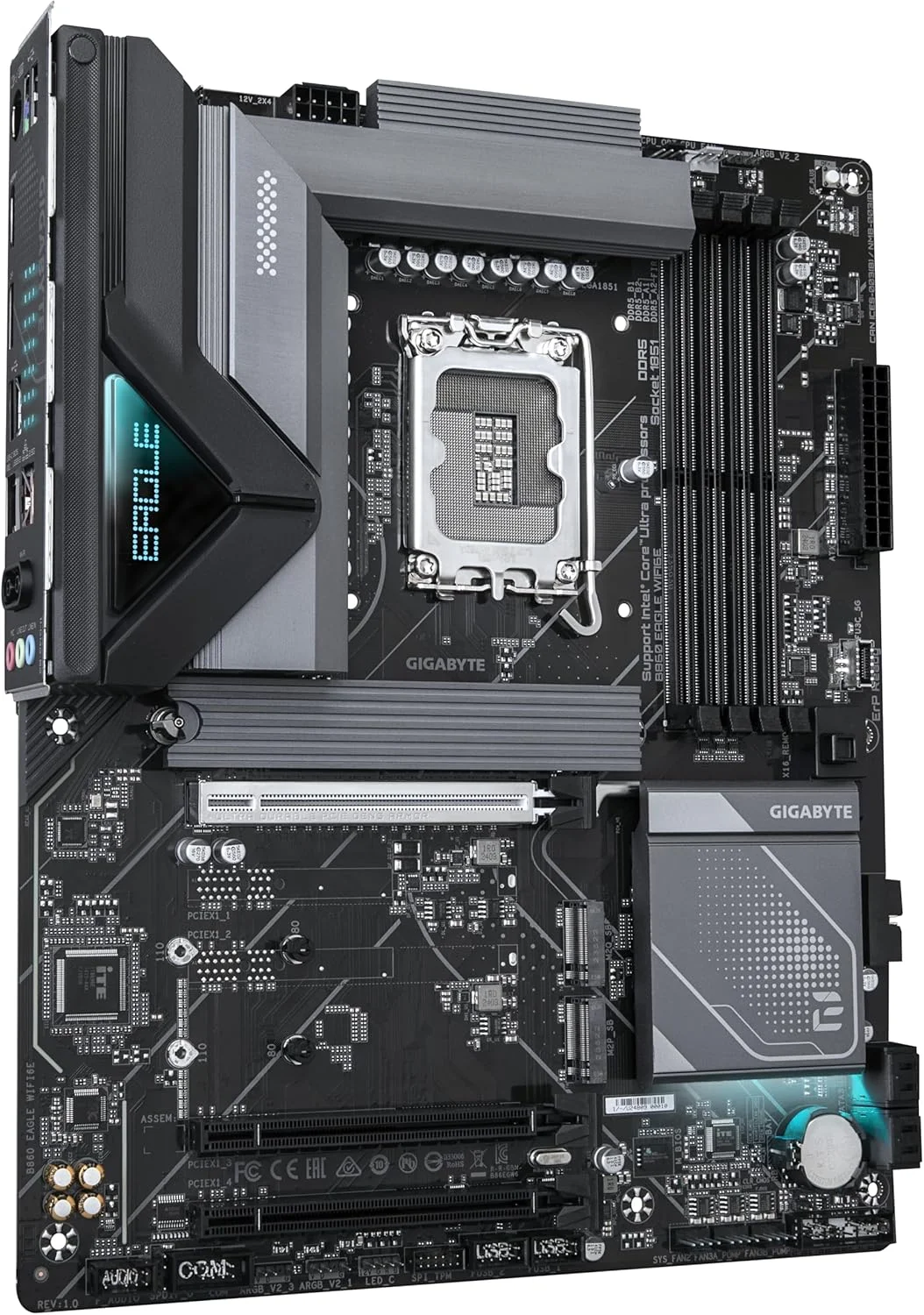 مادربرد GIGABYTE B860 Eagle WIFI6E - پردازنده های Intel Core Ultra، VRM با فاز 12+1+2+1، DDR5 تا 9066 مگاهرتز، 1xPCIe 5.0 + 2xPCIe 4.0 M.2، LAN 2.5GbE، WiFi 6E، USB 3.2 Gen 2x2 مادربرد GIGABYTE B860 Eagle WIFI6E - پردازنده های Intel Core Ultra، VRM با فاز 12+1+2+1، DDR5 تا 9066 مگاهرتز، 1xPCIe 5.0 + 2xPCIe 4.0 M.2، LAN 2.5GbE، WiFi 6E، USB 3.2 Gen 2x2