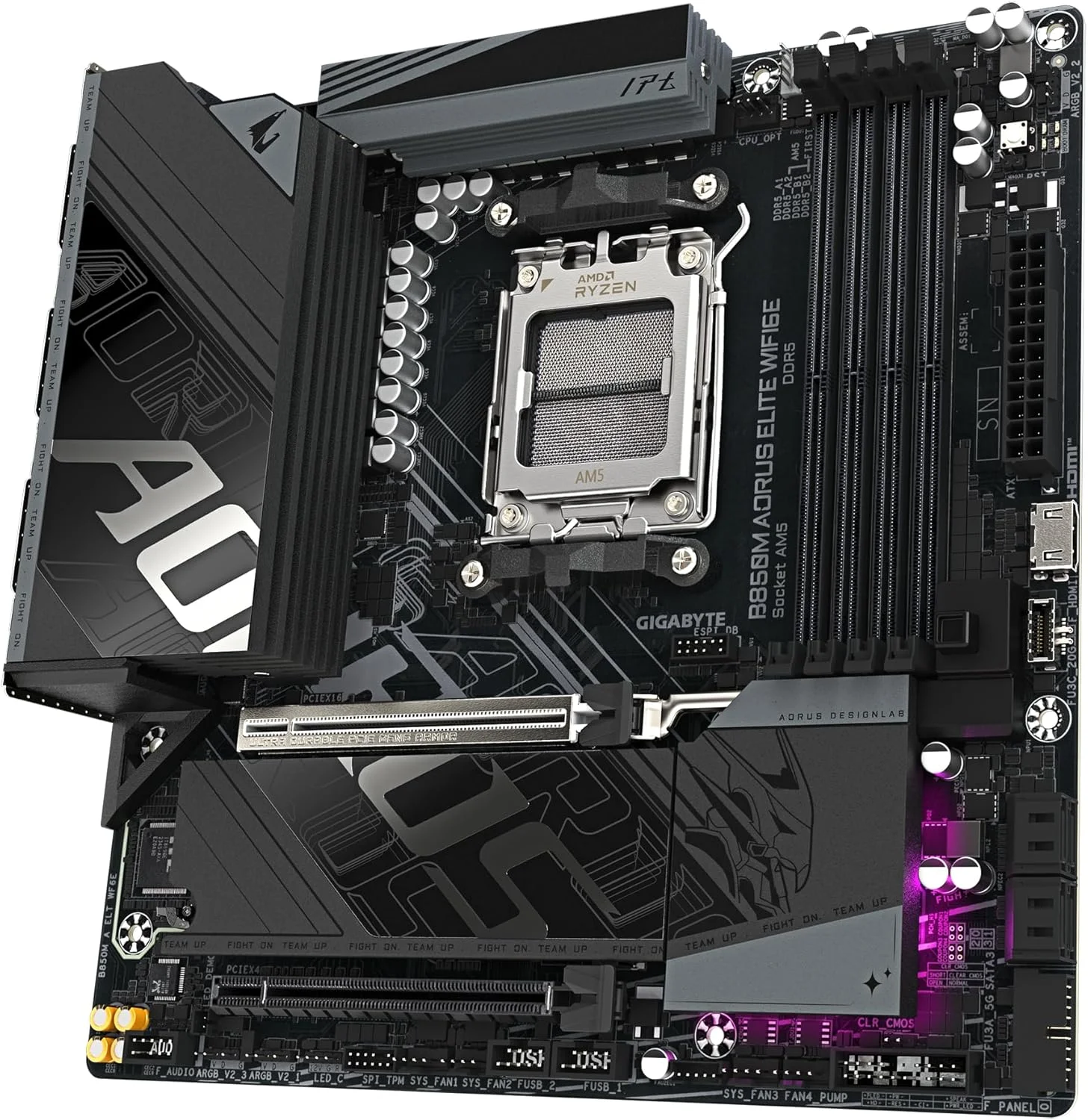مادربرد GIGABYTE B850M AORUS ELITE WIFI6E - پردازنده های AMD Ryzen 9000 Series، VRM دیجیتال 12+2+2 فاز، DDR5 تا 8200 مگاهرتز (OC)، 1xPCIe 5.0 + 1xPCIe 4.0 M.2، WIFI 6E، LAN 2.5GbE، USB 3.2 Gen 2 مادربرد GIGABYTE B850M AORUS ELITE WIFI6E - پردازنده های AMD Ryzen 9000 Series، VRM دیجیتال 12+2+2 فاز، DDR5 تا 8200 مگاهرتز (OC)، 1xPCIe 5.0 + 1xPCIe 4.0 M.2، WIFI 6E، LAN 2.5GbE، USB 3.2 Gen 2