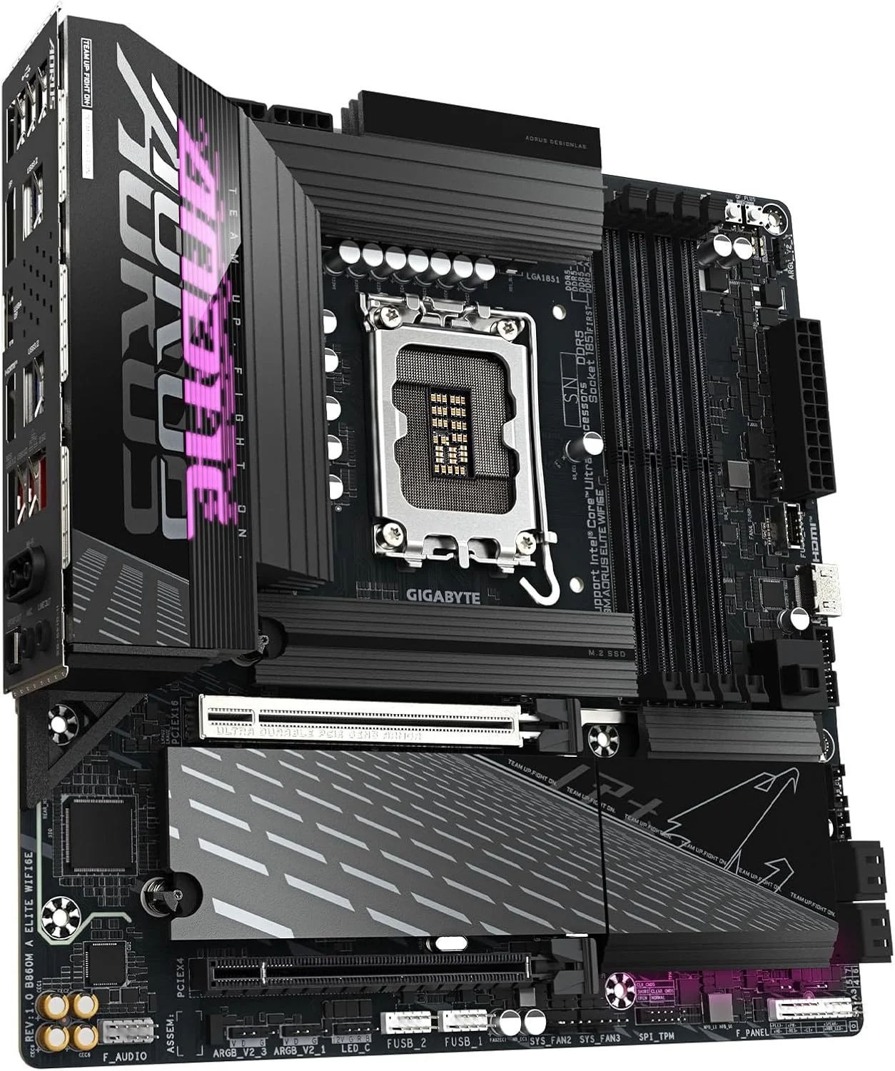 مادربرد GIGABYTE B860M AORUS Elite WIFI6E Intel Core Ultra (سری 2) LGA 1851، mATX، DDR5، 3X M.2، PCIe 5.0، USB-C، WIFI6E، LAN 2.5GbE، EZ-Latch مادربرد GIGABYTE B860M AORUS Elite WIFI6E Intel Core Ultra (سری 2) LGA 1851، mATX، DDR5، 3X M.2، PCIe 5.0، USB-C، WIFI6E، LAN 2.5GbE، EZ-Latch