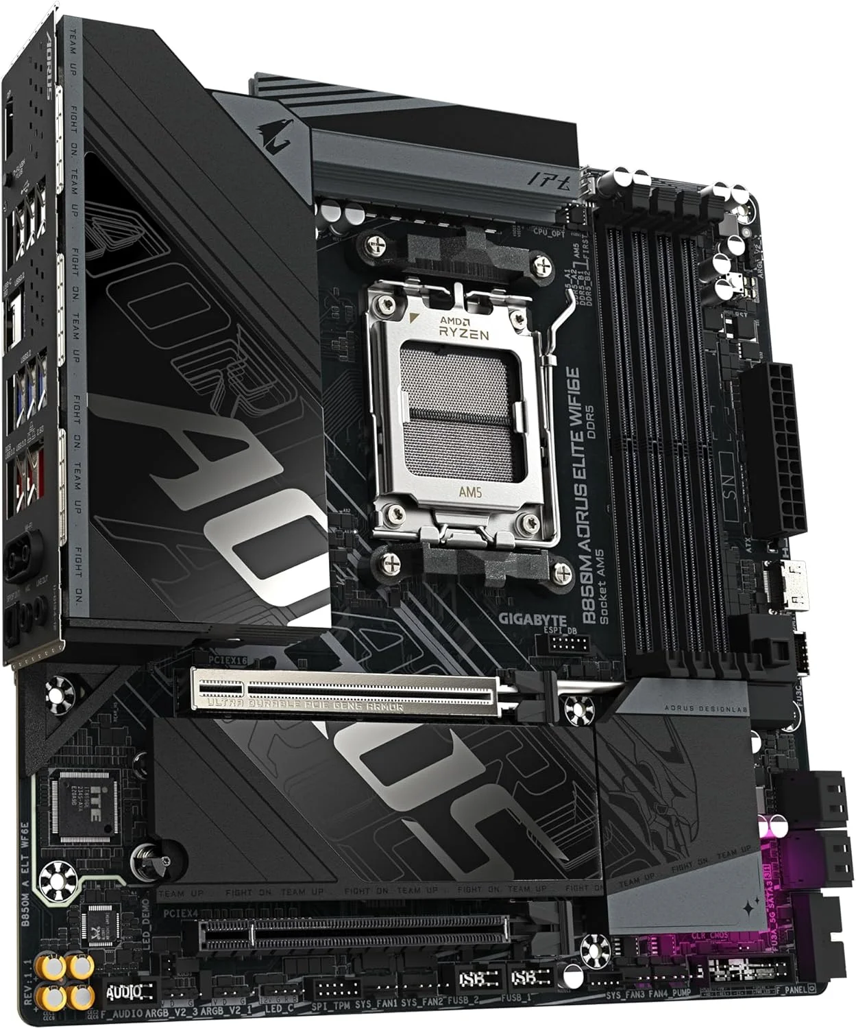 مادربرد GIGABYTE B850M AORUS ELITE WIFI6E - پردازنده های AMD Ryzen 9000 Series، VRM دیجیتال 12+2+2 فاز، DDR5 تا 8200 مگاهرتز (OC)، 1xPCIe 5.0 + 1xPCIe 4.0 M.2، WIFI 6E، LAN 2.5GbE، USB 3.2 Gen 2 مادربرد GIGABYTE B850M AORUS ELITE WIFI6E - پردازنده های AMD Ryzen 9000 Series، VRM دیجیتال 12+2+2 فاز، DDR5 تا 8200 مگاهرتز (OC)، 1xPCIe 5.0 + 1xPCIe 4.0 M.2، WIFI 6E، LAN 2.5GbE، USB 3.2 Gen 2
