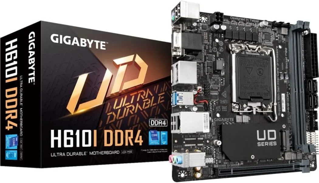مادربرد GIGABYTE H610I DDR4 (H610/ Intel LGA 1700/ Mini-ITX/ DDR4/ تک M.2/ PCIe 4.0/ USB 3.2 Gen1/ تراشه Intel GbE LAN)