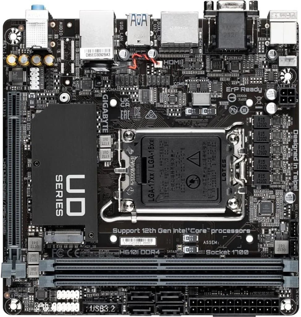 مادربرد GIGABYTE H610I DDR4 (H610/ Intel LGA 1700/ Mini-ITX/ DDR4/ تک M.2/ PCIe 4.0/ USB 3.2 Gen1/ تراشه Intel GbE LAN)