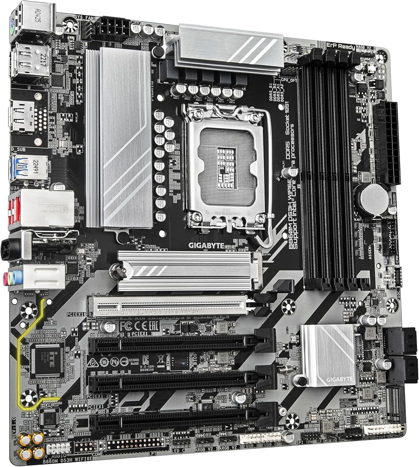 مادربرد GIGABYTE B860M DS3H WIFI6E - پردازنده های Intel Core Ultra، VRM با فازهای 5+1+2+1، DDR5 تا 9066 مگاهرتز، 1xPCIe 5.0 + 1xPCIe 4.0 M.2، LAN 2.5GbE، WiFi 6E، USB 3.2 Gen 2 مادربرد GIGABYTE B860M DS3H WIFI6E - پردازنده های Intel Core Ultra، VRM با فازهای 5+1+2+1، DDR5 تا 9066 مگاهرتز، 1xPCIe 5.0 + 1xPCIe 4.0 M.2، LAN 2.5GbE، WiFi 6E، USB 3.2 Gen 2