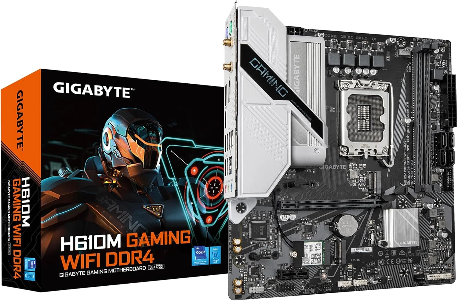 مادربرد گیگابایت H610M GAMING WF DDR4 - پشتیبانی از پردازنده های نسل 14 اینتل، VRM دیجیتال هیبریدی 6+1+1، تا 3200 مگاهرتز DDR4، 2xPCIe 3.0 M.2، Wi-Fi 802.11ac، GbE LAN، USB 3.2 Gen 1