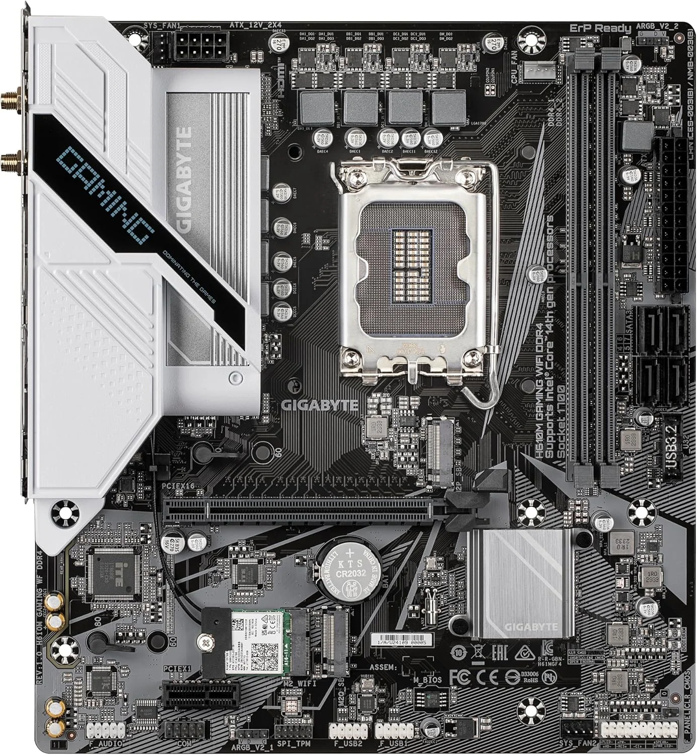 مادربرد گیگابایت H610M GAMING WF DDR4 - پشتیبانی از پردازنده های نسل 14 اینتل، VRM دیجیتال هیبریدی 6+1+1، تا 3200 مگاهرتز DDR4، 2xPCIe 3.0 M.2، Wi-Fi 802.11ac، GbE LAN، USB 3.2 Gen 1 مادربرد گیگابایت H610M GAMING WF DDR4 - پشتیبانی از پردازنده های نسل 14 اینتل، VRM دیجیتال هیبریدی 6+1+1، تا 3200 مگاهرتز DDR4، 2xPCIe 3.0 M.2، Wi-Fi 802.11ac، GbE LAN، USB 3.2 Gen 1