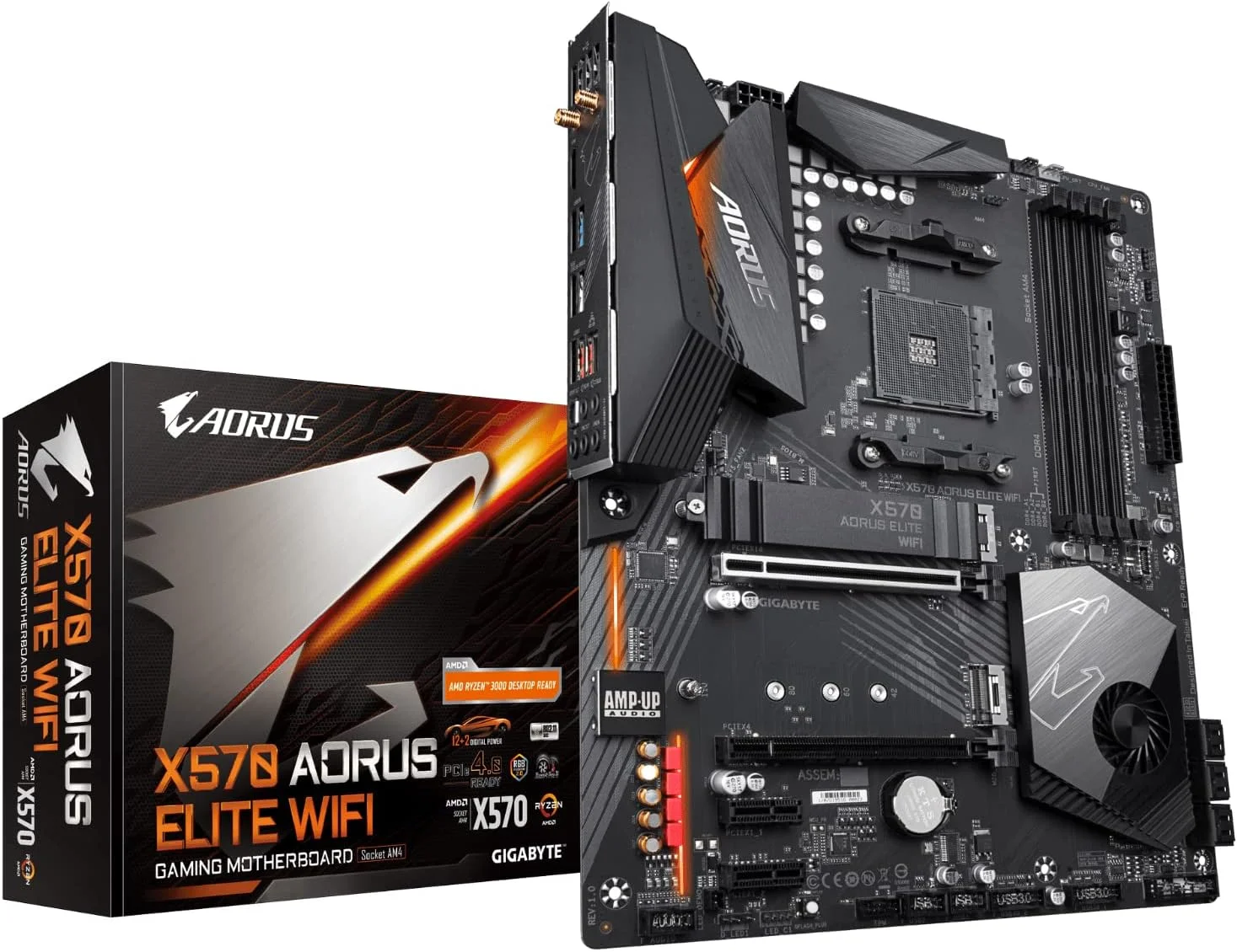مادربرد گیمینگ GIGABYTE X570 AORUS Elite Wi-Fi (AMD Ryzen 3000/X570/ATX/PCIe4.0/DDR4/Intel Dual Band 802.11AC Wi-Fi/USB Type-C جلویی/RGB Fusion 2.0/M.2 Thermal Guard)