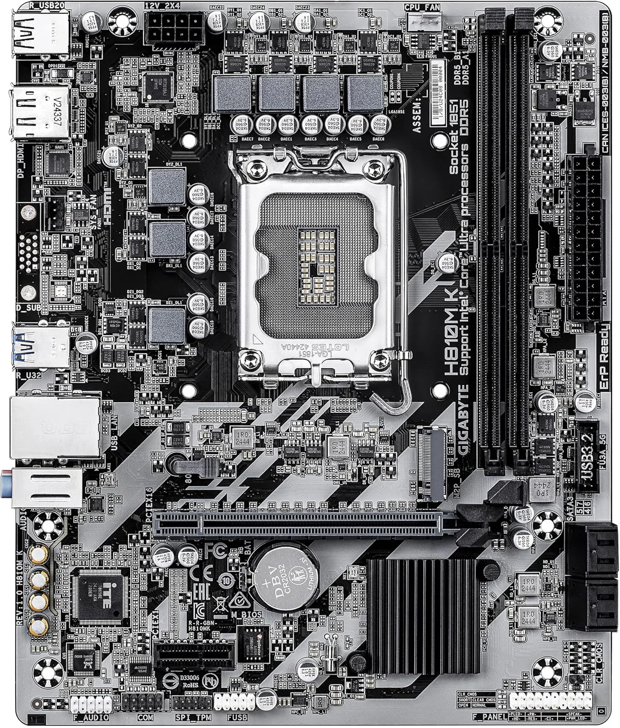 مادربرد GIGABYTE H810M K - پردازنده های Intel Core Ultra (سری 2)، VRM با فاز 3+1+2، DDR5 تا 6400 مگاهرتز، 1x M.2 PCIe 4.0، LAN 1GbE، USB 3.2 Gen 1 مادربرد GIGABYTE H810M K - پردازنده های Intel Core Ultra (سری 2)، VRM با فاز 3+1+2، DDR5 تا 6400 مگاهرتز، 1x M.2 PCIe 4.0، LAN 1GbE، USB 3.2 Gen 1