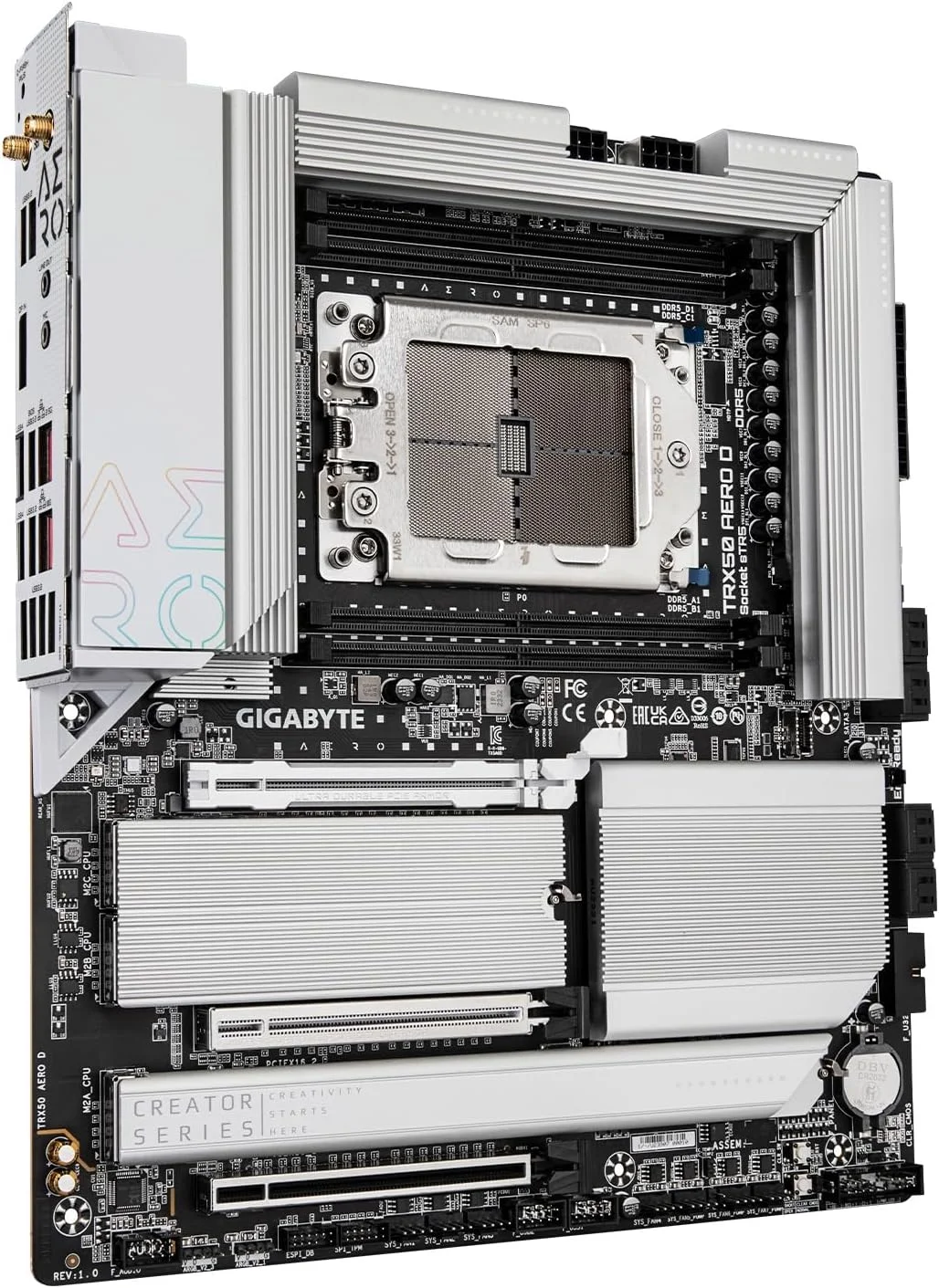 مادربرد GIGABYTE TRX50 AERO D (sTR5/ AMD/ TRX50/ E-ATX/ DDR5/ PCIe 5.0 M.2/ PCIe 5.0/ USB4 Type-C/Wi-Fi 7/ Marvell 10GbE)