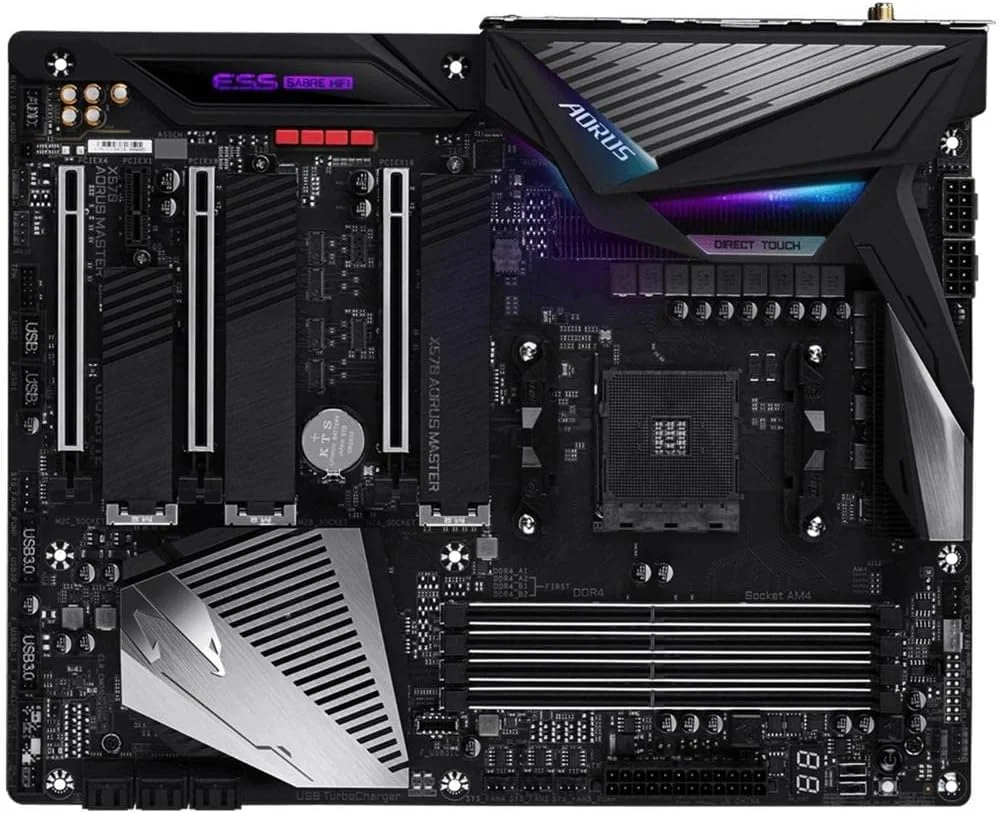 مادربرد گیمینگ GIGABYTE X570 AORUS Master (AMD Ryzen 3000/X570/ATX/PCIe4.0/DDR4/USB3.1/ESS 9118 Sabre HiFi DAC/هیت سینک Fins-Array/RGB Fusion 2.0/3xM.2 Thermal Guard) مادربرد گیمینگ GIGABYTE X570 AORUS Master (AMD Ryzen 3000/X570/ATX/PCIe4.0/DDR4/USB3.1/ESS 9118 Sabre HiFi DAC/هیت سینک Fins-Array/RGB Fusion 2.0/3xM.2 Thermal Guard)