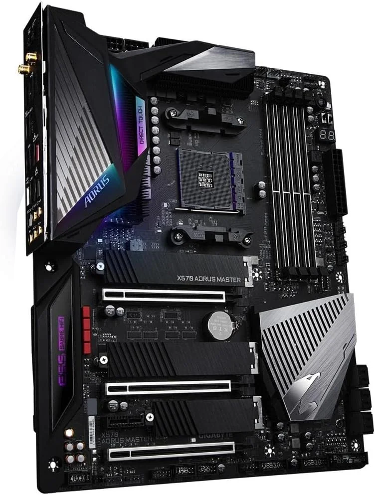 مادربرد گیمینگ GIGABYTE X570 AORUS Master (AMD Ryzen 3000/X570/ATX/PCIe4.0/DDR4/USB3.1/ESS 9118 Sabre HiFi DAC/هیت سینک Fins-Array/RGB Fusion 2.0/3xM.2 Thermal Guard)