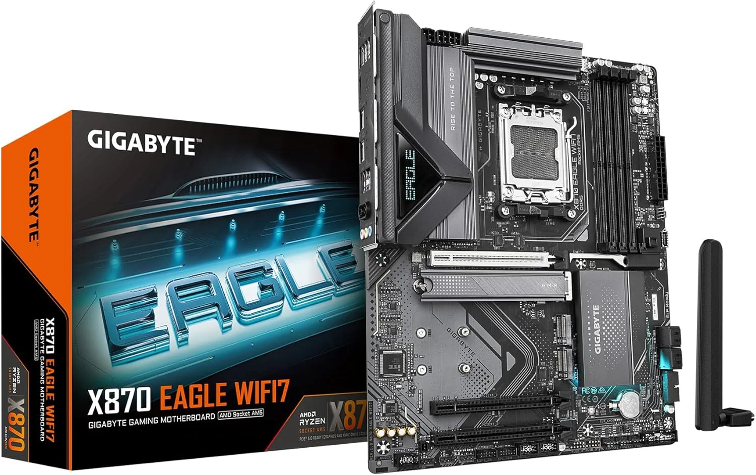 مادربرد GIGABYTE X870 Eagle WIFI7 AM5 LGA 1718, ATX, DDR5, 4X M.2, PCIe 5.0, USB4, Wi-Fi 7, 2.5GbE LAN, EZ-Latch, Q-Flash
