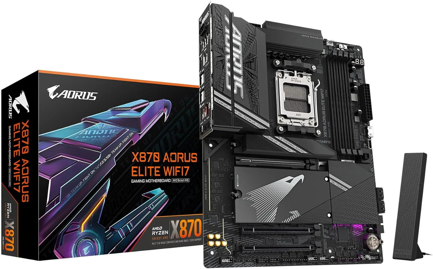 مادربرد GIGABYTE X870 AORUS Elite WIFI7 AM5 LGA 1718، ATX، DDR5، 4X M.2، PCIe 5.0، USB4، Wi-Fi 7، 2.5GbE LAN، EZ-Latch، Q-Flash
