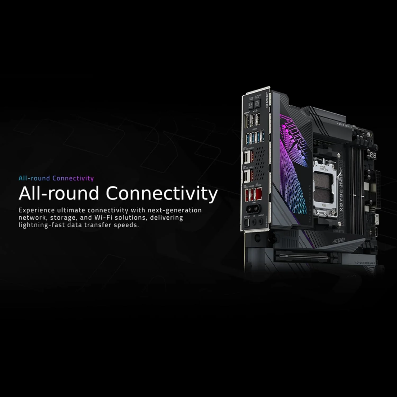 مادربرد GIGABYTE X870E AORUS Master AM5 LGA 1718، ATX، DDR5، 4X M.2، PCIe 5.0، USB4، Wi-Fi 7، 5Gbe LAN، EZ-Latch، Q-Flash