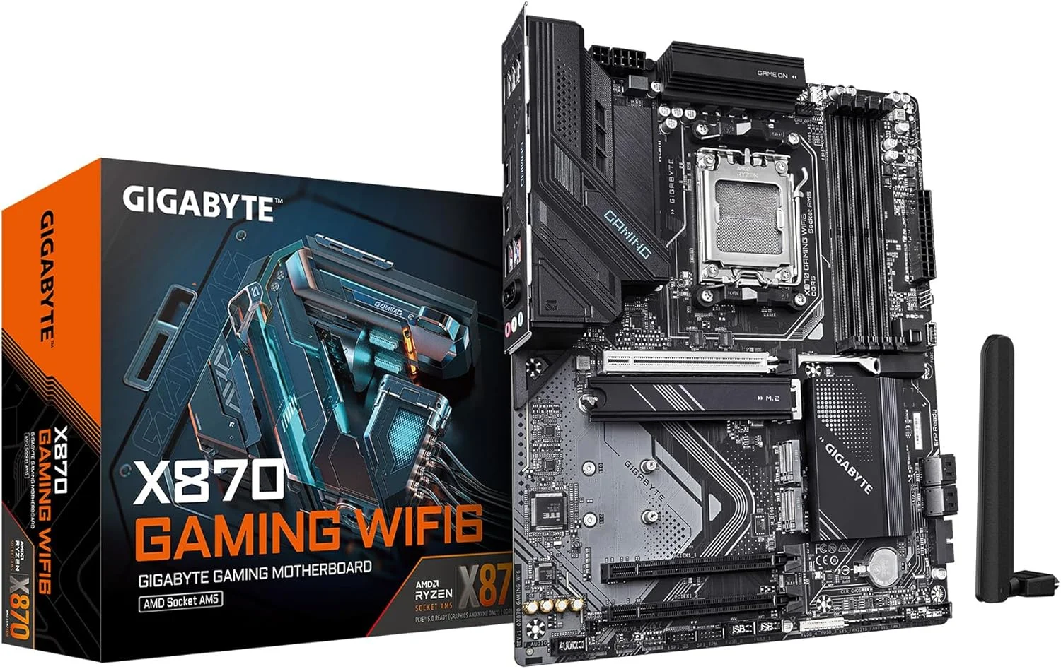 مادربرد GIGABYTE X870 Gaming WIFI6 AM5 LGA 1718، ATX، DDR5، 3X M.2، PCIe 5.0، USB4، WiFi 6، LAN 2.5GbE، EZ-Latch، 5 سال گارانتی