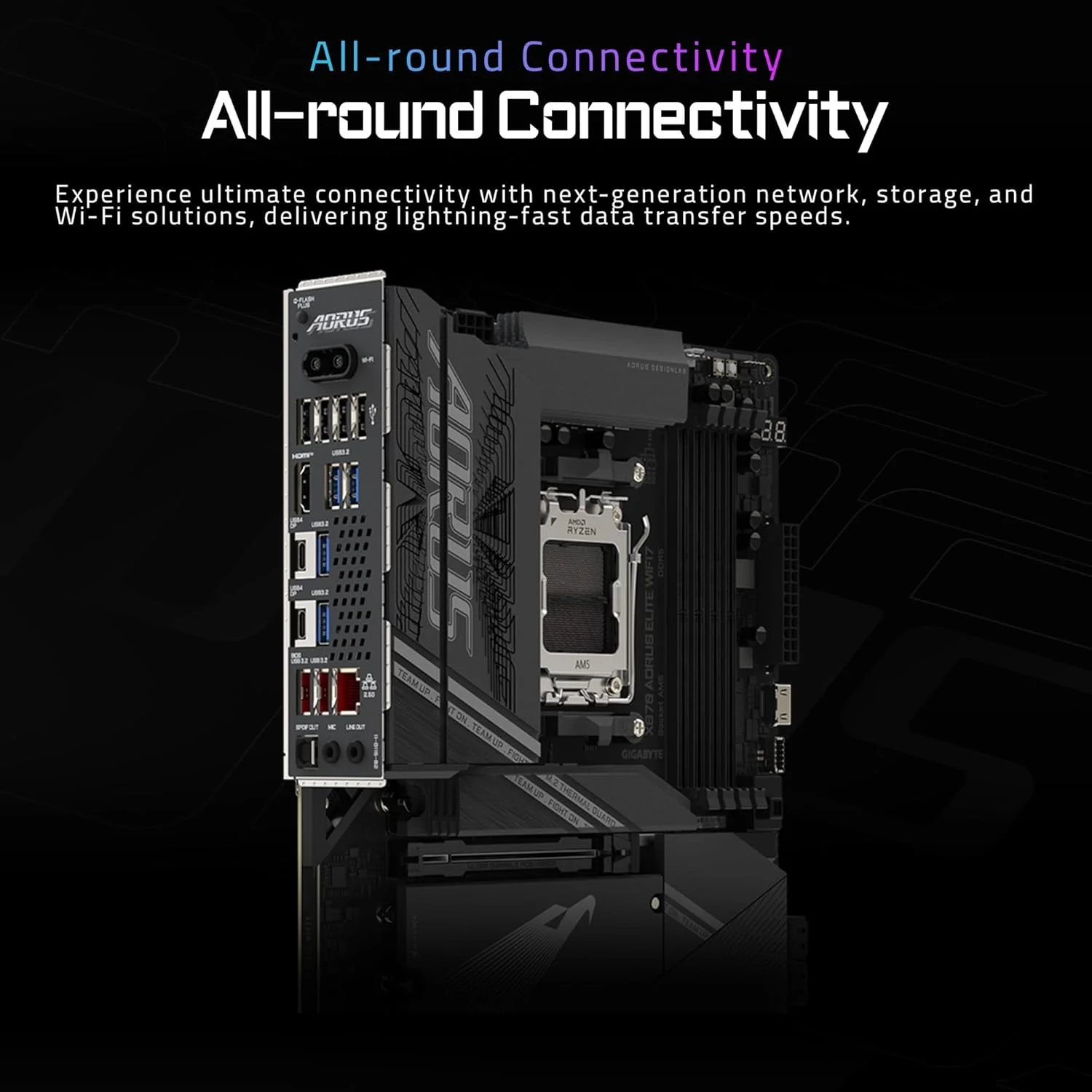 مادربرد GIGABYTE X870 AORUS Elite WIFI7 AM5 LGA 1718، ATX، DDR5، 4X M.2، PCIe 5.0، USB4، Wi-Fi 7، 2.5GbE LAN، EZ-Latch، Q-Flash