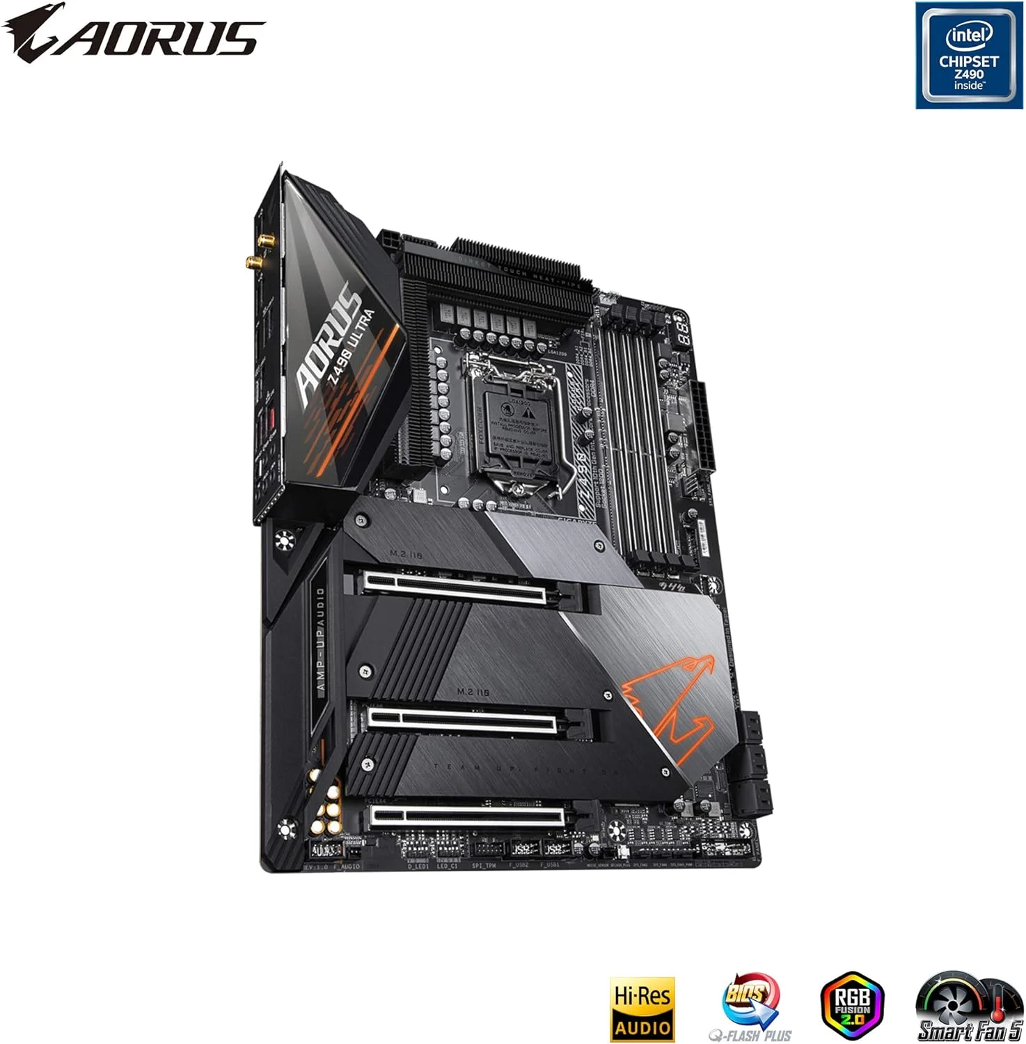 مادربرد گیمینگ GIGABYTE Z490 AORUS Ultra (Intel LGA1200/Z490/ATX/Intel 2.5G LAN/3xM.2 Thermal Guard/SATA 6Gb/s/USB 3.2 Gen 2/Intel Wi-Fi 6//Realtek ALC1220-VB/RGB Fusion) مادربرد گیمینگ GIGABYTE Z490 AORUS Ultra (Intel LGA1200/Z490/ATX/Intel 2.5G LAN/3xM.2 Thermal Guard/SATA 6Gb/s/USB 3.2 Gen 2/Intel Wi-Fi 6//Realtek ALC1220-VB/RGB Fusion)