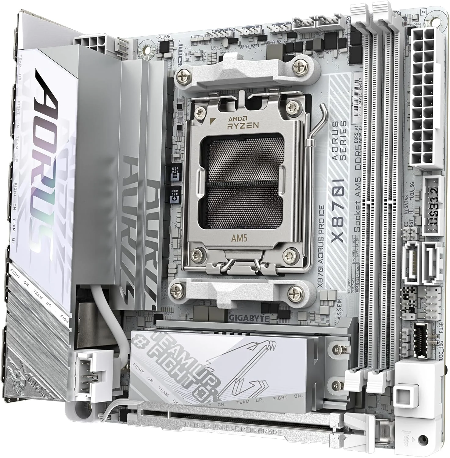 مادربرد GIGABYTE X870I AORUS PRO Ice - پشتیبانی از پردازندههای AMD Ryzen سری 9000، VRM با فاز 8+2+1، پشتیبانی از DDR5 تا 8400 مگاهرتز (OC)، 1xPCIe 5.0 M.2 + 1xPCIe 4.0 M.2، WI-FI 7، LAN 2.5GbE، USB 4 مادربرد GIGABYTE X870I AORUS PRO Ice - پشتیبانی از پردازندههای AMD Ryzen سری 9000، VRM با فاز 8+2+1، پشتیبانی از DDR5 تا 8400 مگاهرتز (OC)، 1xPCIe 5.0 M.2 + 1xPCIe 4.0 M.2، WI-FI 7، LAN 2.5GbE، USB 4