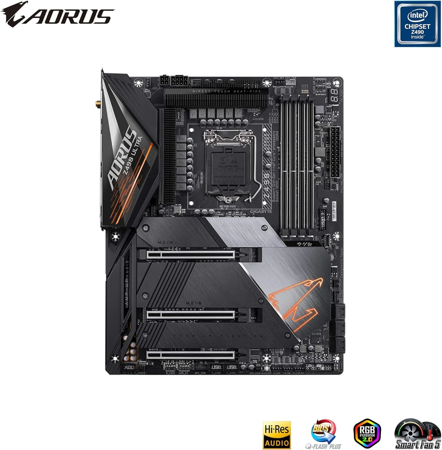 مادربرد گیمینگ GIGABYTE Z490 AORUS Ultra (Intel LGA1200/Z490/ATX/Intel 2.5G LAN/3xM.2 Thermal Guard/SATA 6Gb/s/USB 3.2 Gen 2/Intel Wi-Fi 6//Realtek ALC1220-VB/RGB Fusion)