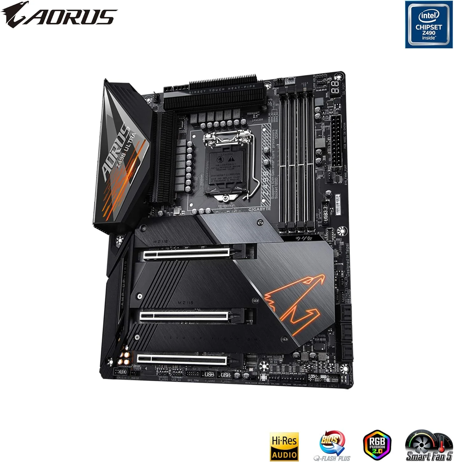 مادربرد گیمینگ GIGABYTE Z490 AORUS Ultra (Intel LGA1200/Z490/ATX/Intel 2.5G LAN/3xM.2 Thermal Guard/SATA 6Gb/s/USB 3.2 Gen 2/Intel Wi-Fi 6//Realtek ALC1220-VB/RGB Fusion)