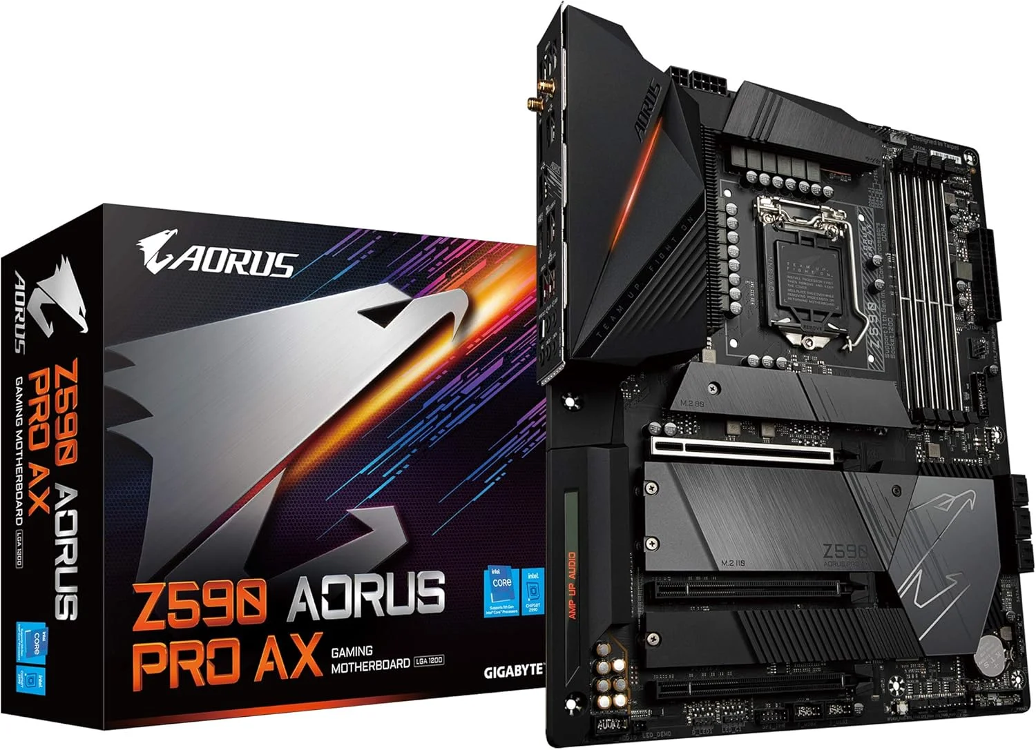 مادربرد گیمینگ GIGABYTE Z590 AORUS PRO AX (LGA 1200/Intel Z590/ATX/3x M.2/PCIe 4.0/USB 3.2 Gen2X2 Type-C/Intel WiFi 6/2.5GbE LAN)