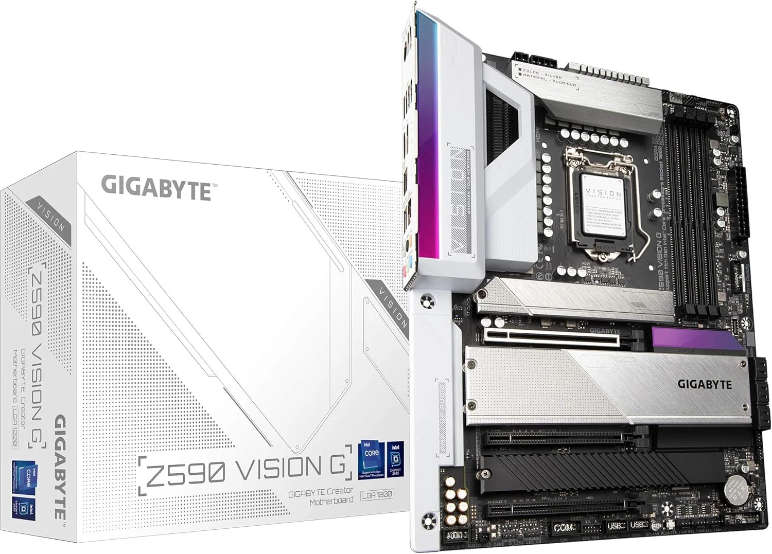 مادربرد GIGABYTE Z590 Vision G (LGA 1200/Intel Z590/ATX/3x M.2/PCIe 4.0/USB 3.2 Gen2X2 Type-C/2.5GbE LAN)
