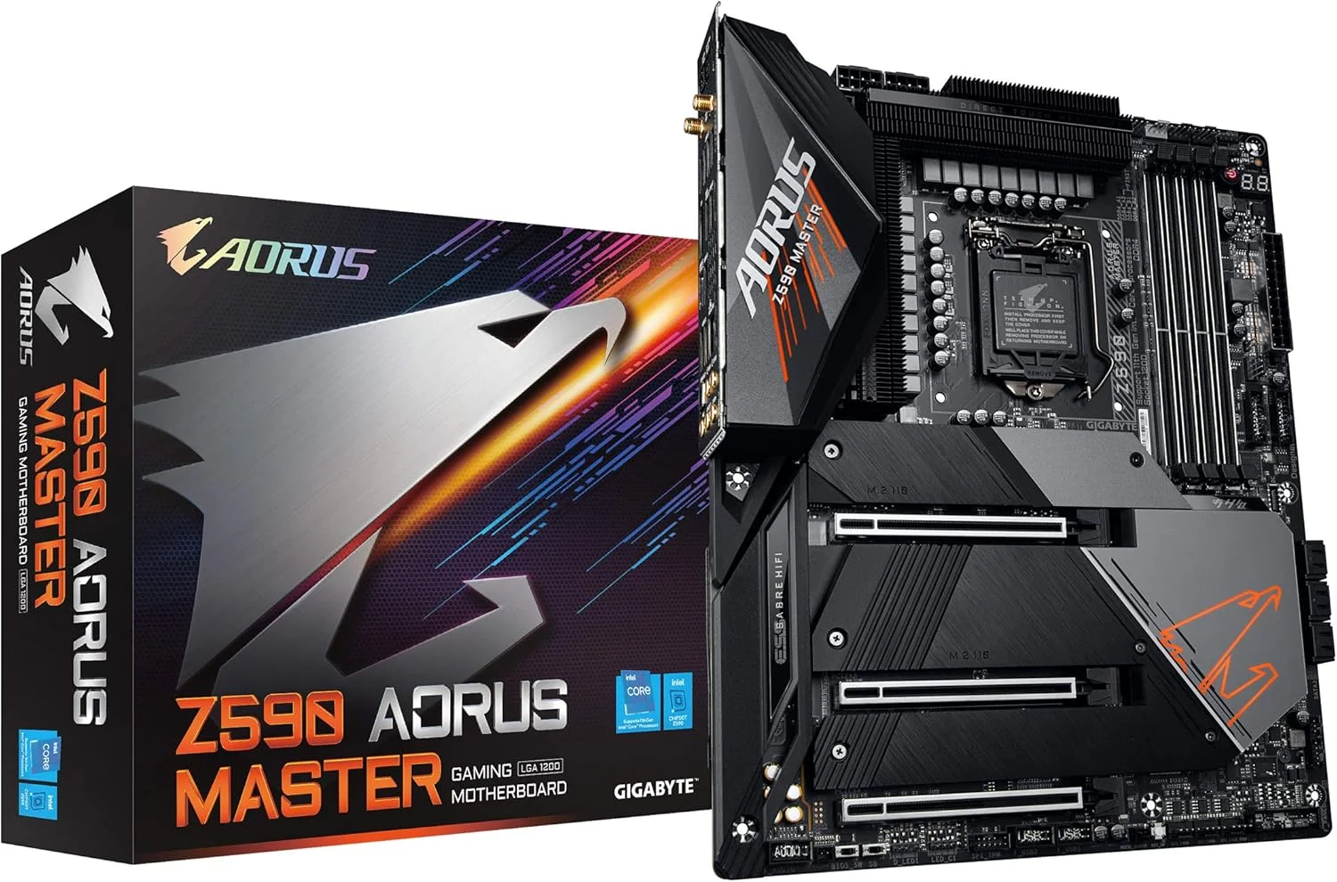 مادربرد گیمینگ GIGABYTE Z590 AORUS Master (LGA 1200/Intel Z590/ATX/Triple M.2/PCIe 4.0/USB 3.2 Gen2X2 Type-C/Intel WiFi 6E/AQUANTIA 10GbE LAN)