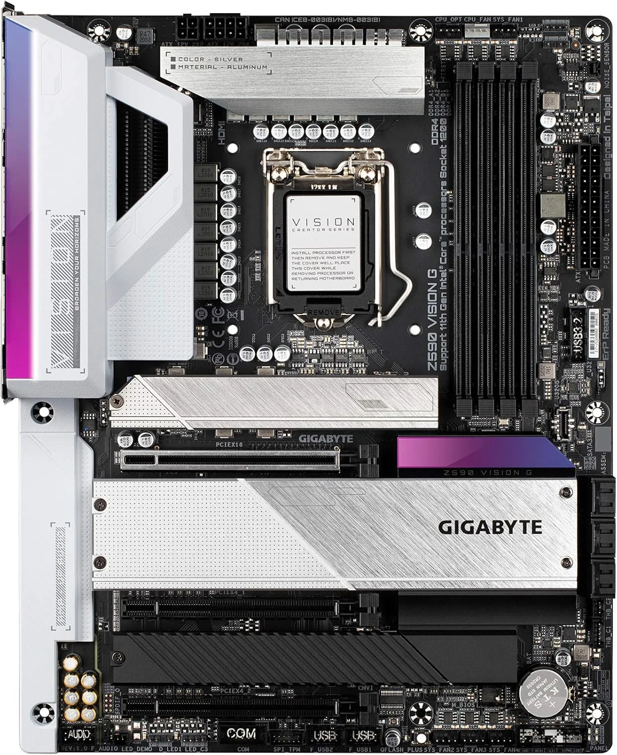 مادربرد GIGABYTE Z590 Vision G (LGA 1200/Intel Z590/ATX/3x M.2/PCIe 4.0/USB 3.2 Gen2X2 Type-C/2.5GbE LAN)