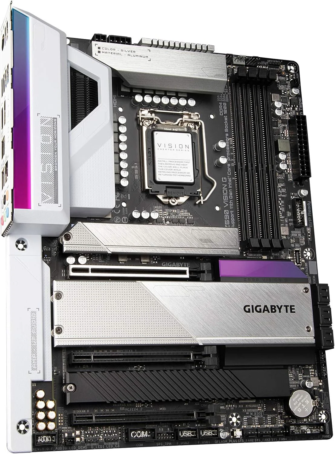 مادربرد GIGABYTE Z590 Vision G (LGA 1200/Intel Z590/ATX/3x M.2/PCIe 4.0/USB 3.2 Gen2X2 Type-C/2.5GbE LAN)