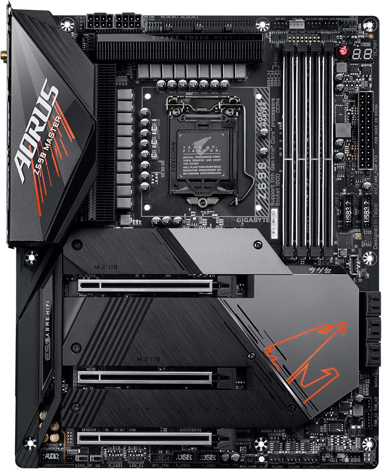 مادربرد گیمینگ GIGABYTE Z590 AORUS Master (LGA 1200/Intel Z590/ATX/Triple M.2/PCIe 4.0/USB 3.2 Gen2X2 Type-C/Intel WiFi 6E/AQUANTIA 10GbE LAN)