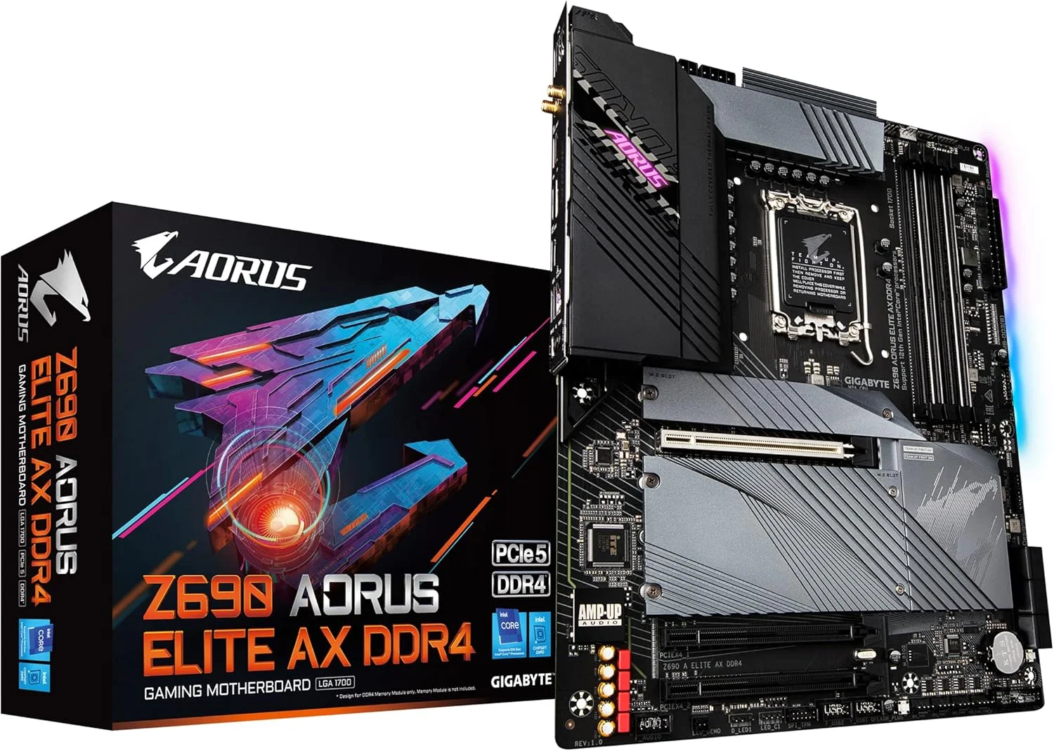 مادربرد گیمینگ GIGABYTE Z690 AORUS Elite AX DDR4 (LGA 1700/ Intel Z690/ ATX/ DDR4/ Quad M.2/ PCIe 5.0/ USB 3.2 Gen2X2 Type-C/WiFi 6/2.5GbE LAN)