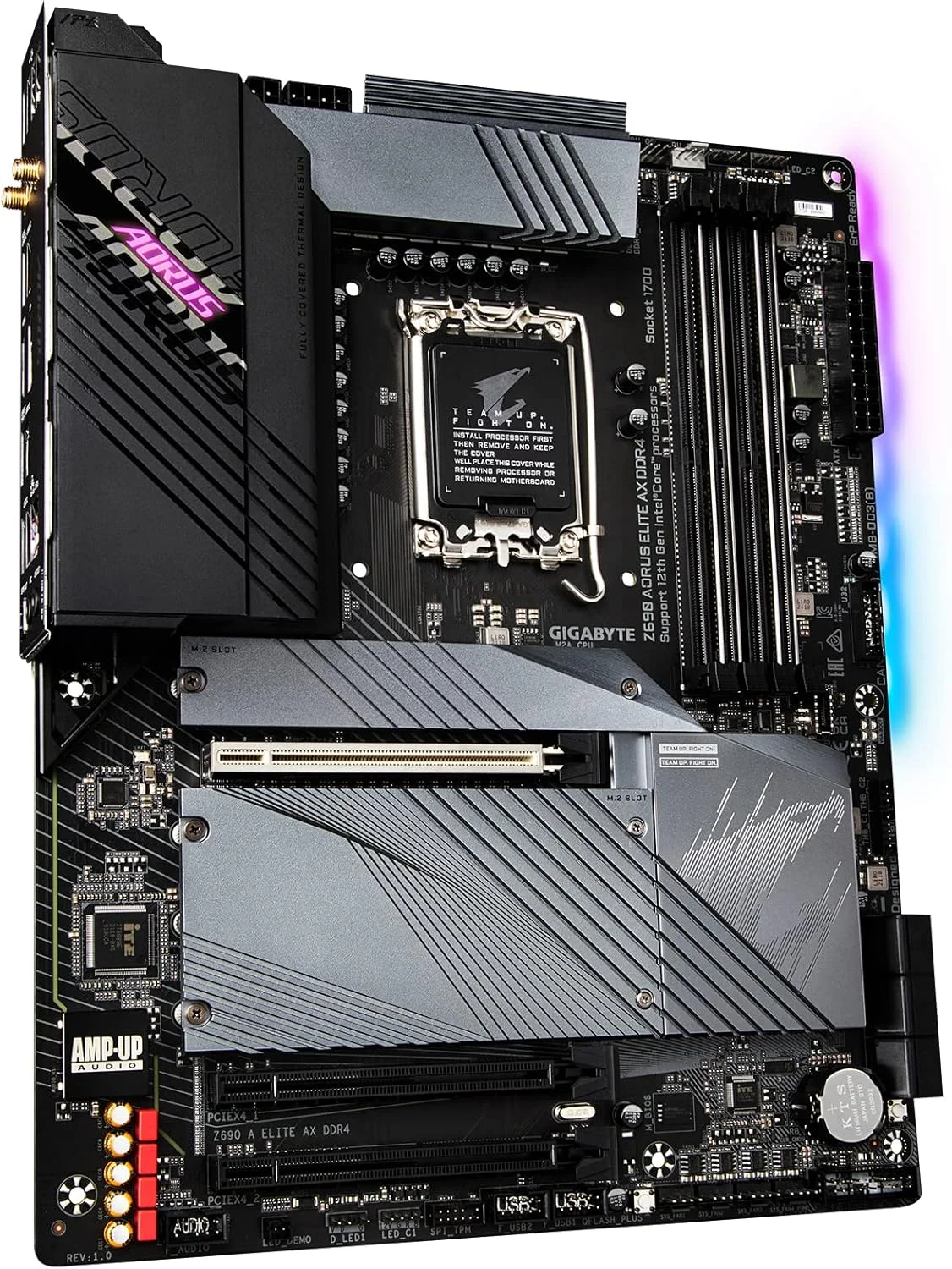 مادربرد گیمینگ GIGABYTE Z690 AORUS Elite AX DDR4 (LGA 1700/ Intel Z690/ ATX/ DDR4/ Quad M.2/ PCIe 5.0/ USB 3.2 Gen2X2 Type-C/WiFi 6/2.5GbE LAN) مادربرد گیمینگ GIGABYTE Z690 AORUS Elite AX DDR4 (LGA 1700/ Intel Z690/ ATX/ DDR4/ Quad M.2/ PCIe 5.0/ USB 3.2 Gen2X2 Type-C/WiFi 6/2.5GbE LAN)
