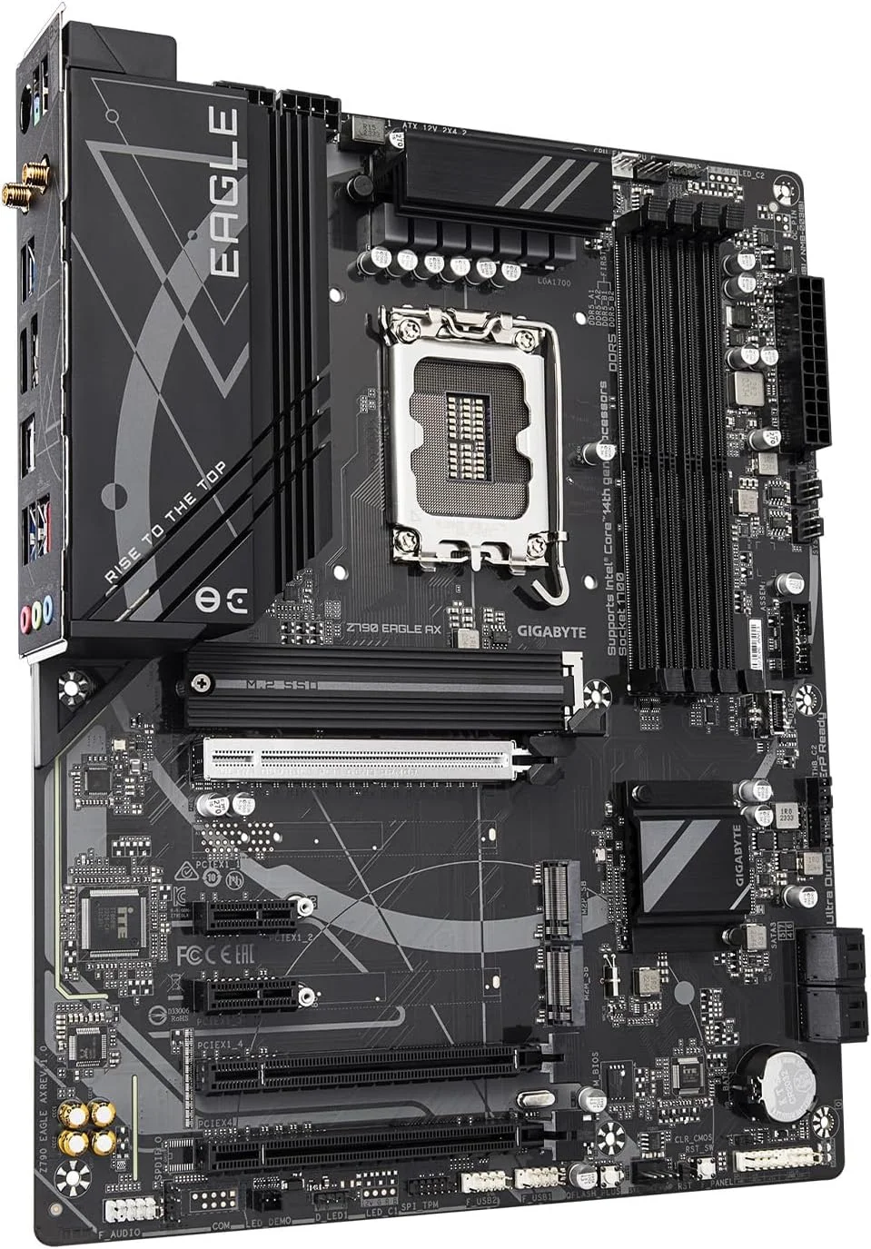 مادربرد GIGABYTE Z790 Eagle AX LGA 1700 Intel Z790 ATX با DDR5، M.2، PCIe 5.0، USB 3.2 Gen2X2 Type-C، Intel Wi-Fi 6E، 2.5GbE LAN، Q-Flash Plus، EZ-Latch