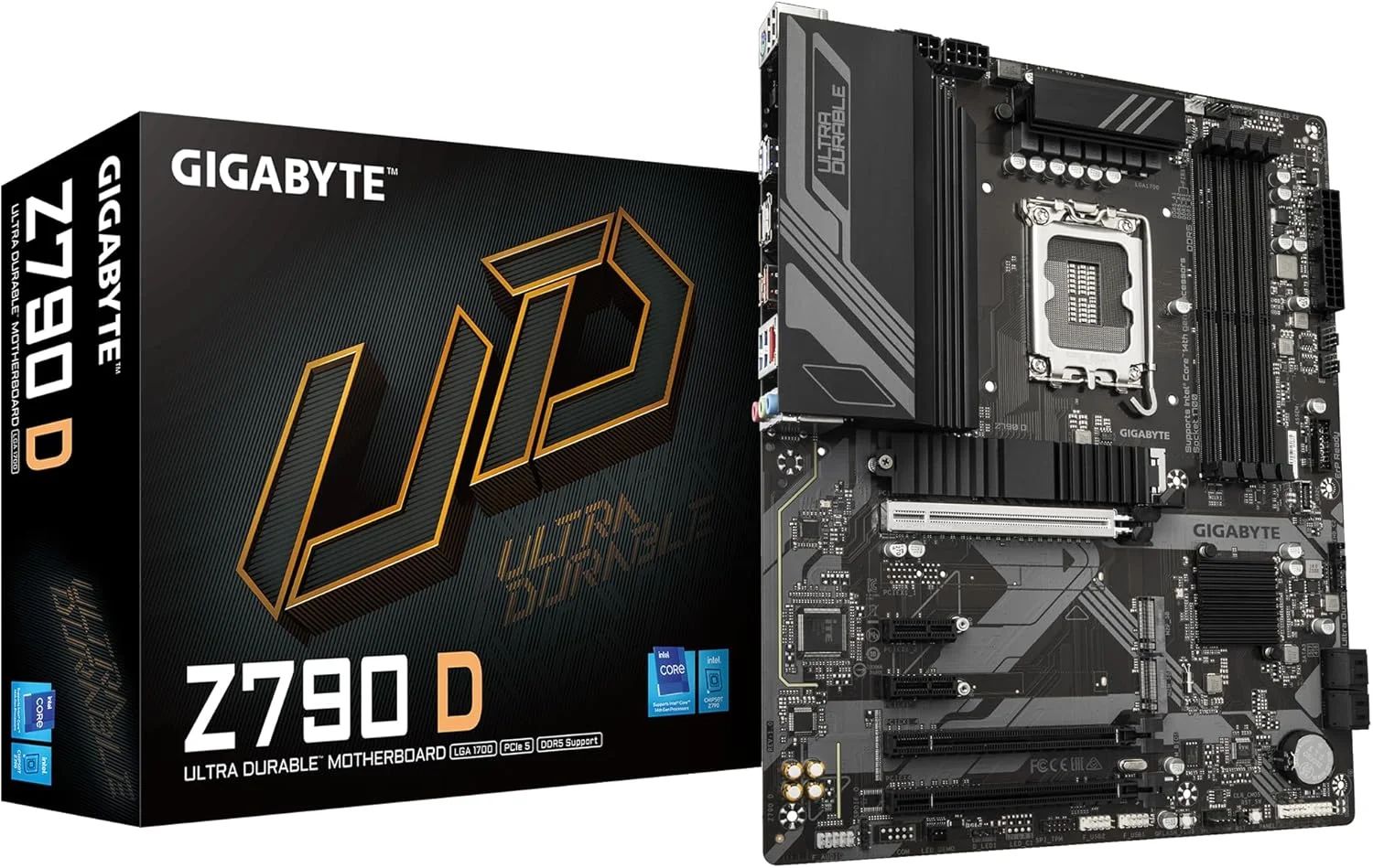 مادربرد گیگابایت Z790 D - پشتیبانی از پردازنده‌های نسل 14 اینتل، VRM دیجیتال 1+12 فاز، پشتیبانی از DDR5 تا 7600 مگاهرتز (OC)، 3xPCIe 4.0 M.2، شبکه 2.5GbE LAN، USB 3.2 Gen 2