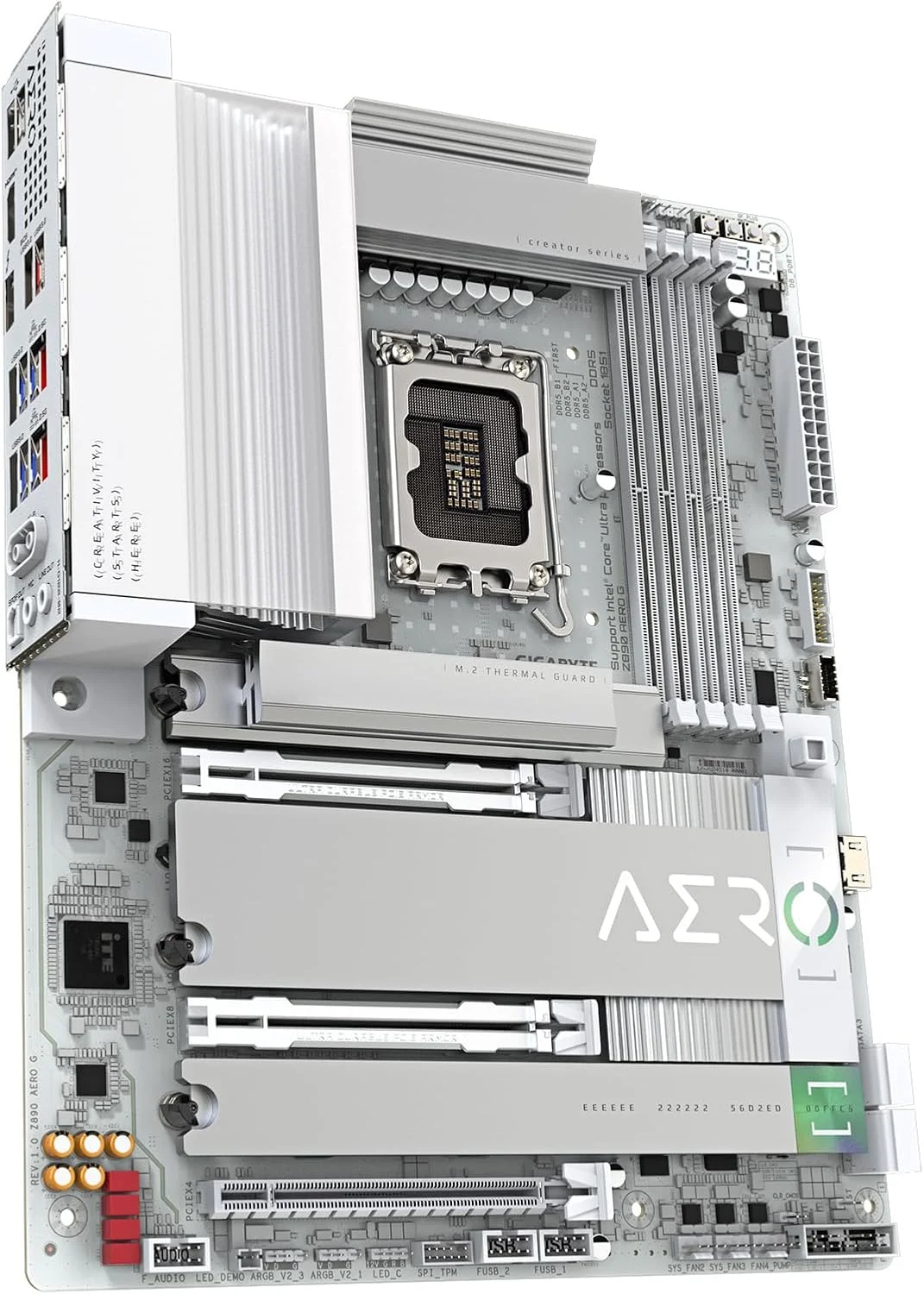 مادربرد GIGABYTE Z890 AERO G Intel Core Ultra (سری 2) LGA 1851، ATX، DDR5، 5xM.2، PCIe 5.0، Thunderbolt 4، WIFI7، Dual 2.5Gbe LAN، EZ-Latch
