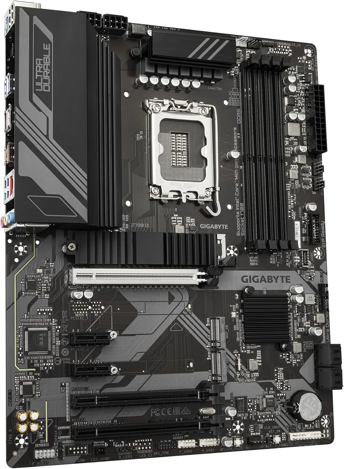 مادربرد گیگابایت Z790 D - پشتیبانی از پردازنده‌های نسل 14 اینتل، VRM دیجیتال 1+12 فاز، پشتیبانی از DDR5 تا 7600 مگاهرتز (OC)، 3xPCIe 4.0 M.2، شبکه 2.5GbE LAN، USB 3.2 Gen 2