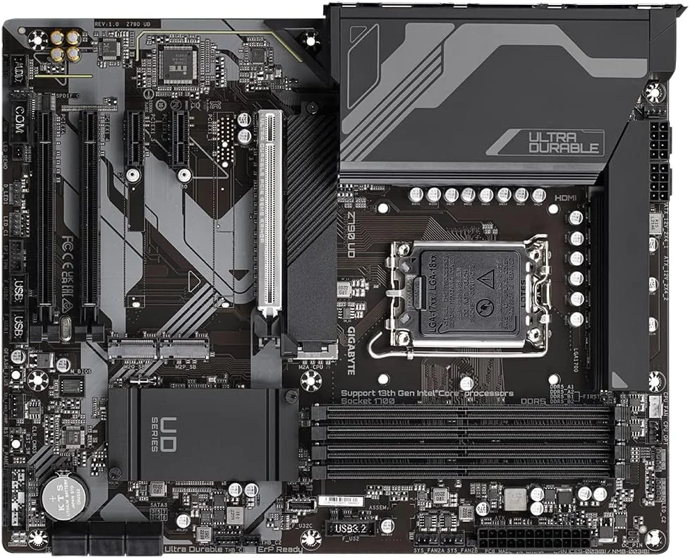 مادربرد گیگابایت Z790 UD 1.0، خانواده پردازنده Intel، سوکت پردازنده LGA1700، اسلات حافظه DDR5 DIMM 4، رابط های هارد دیسک پشتیبانی شده SATA M.2، تعداد اتصالات SATA